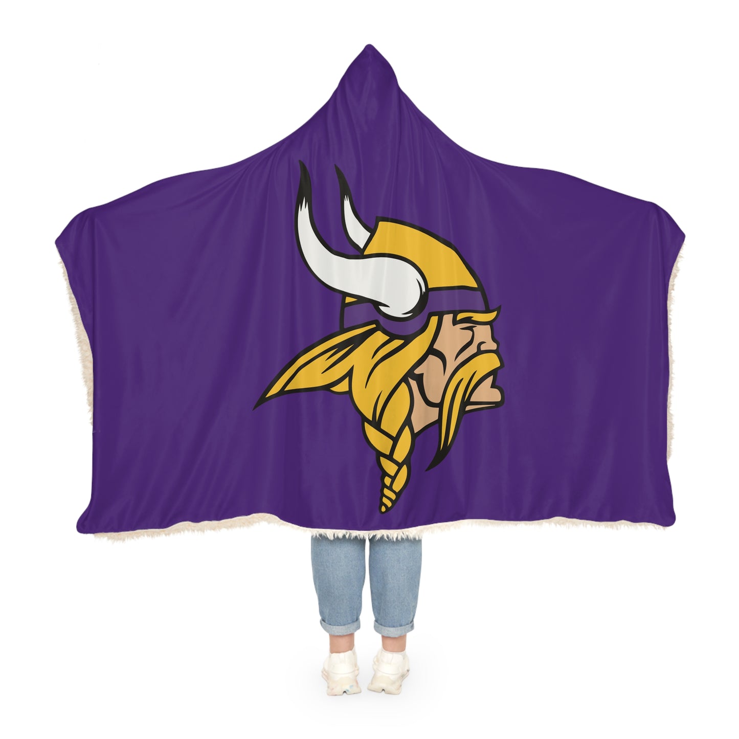 Viking Head Snuggle Blanket | Purple Hooded Throw with Helmet Design
