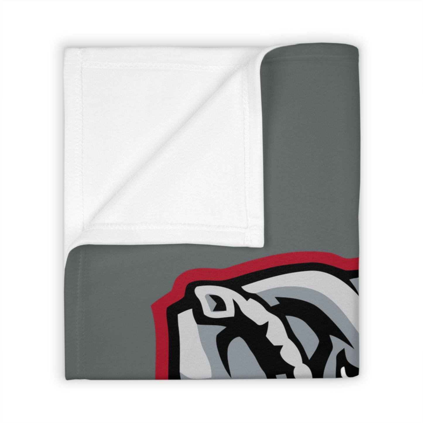 Elephant Mascot A Throw Blanket | Grey Red College Team Logo