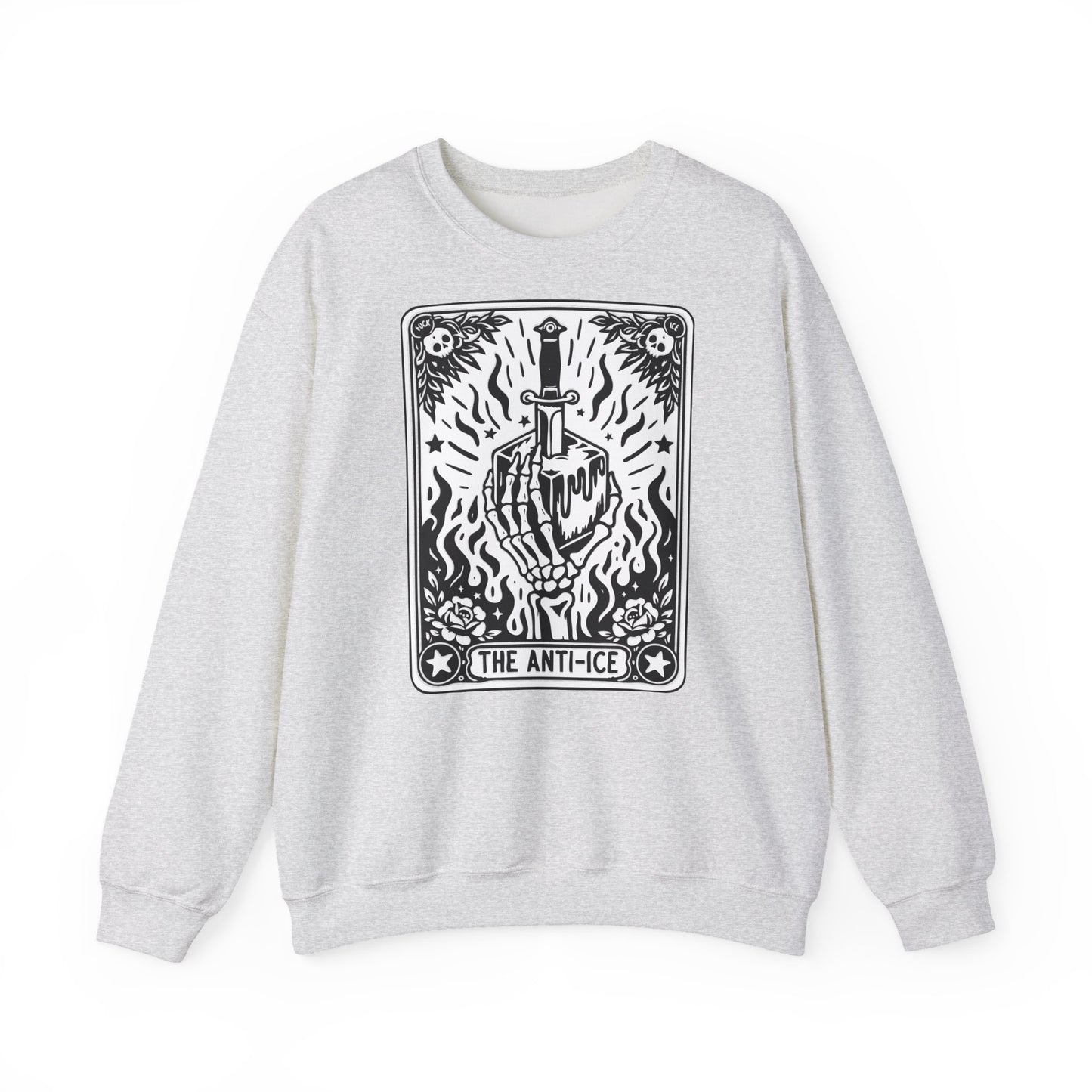The Anti-Ice tarot dagger illustration Sweatshirt | Occult skeleton art