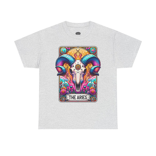 Aries Ram Skull Illustration Tee | Zodiac Astrology Shirt