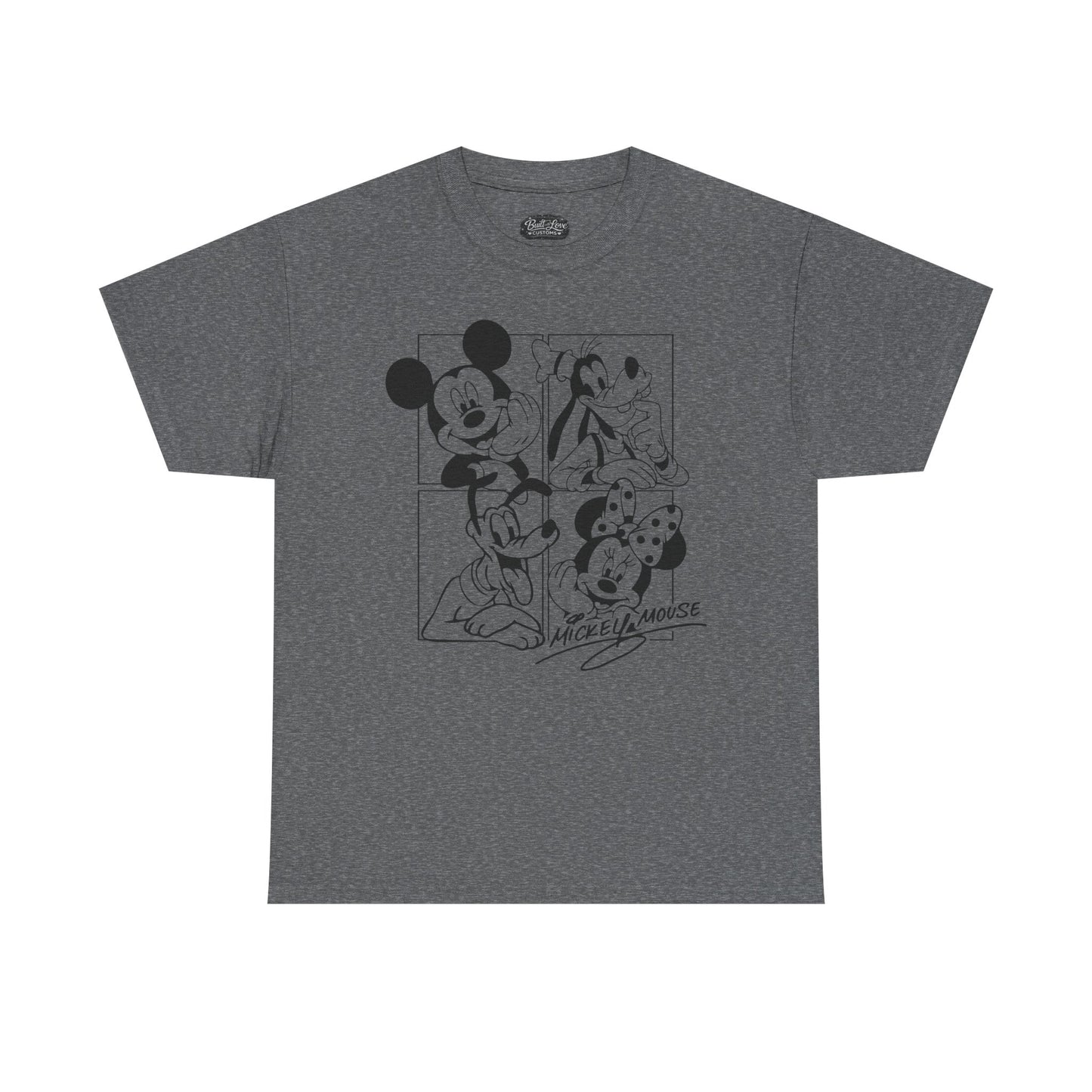 Classic Cartoon Characters T-Shirt | Black Line Art Tee