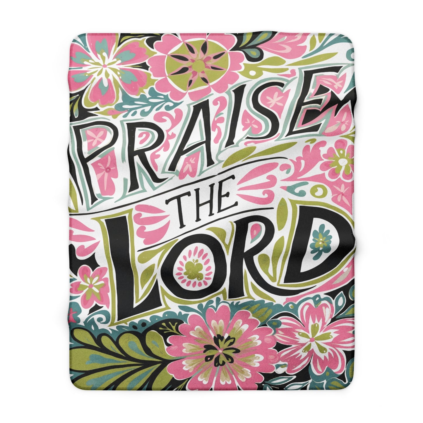 Praise The Lord Sherpa Blanket | Floral Script, Religious Throw