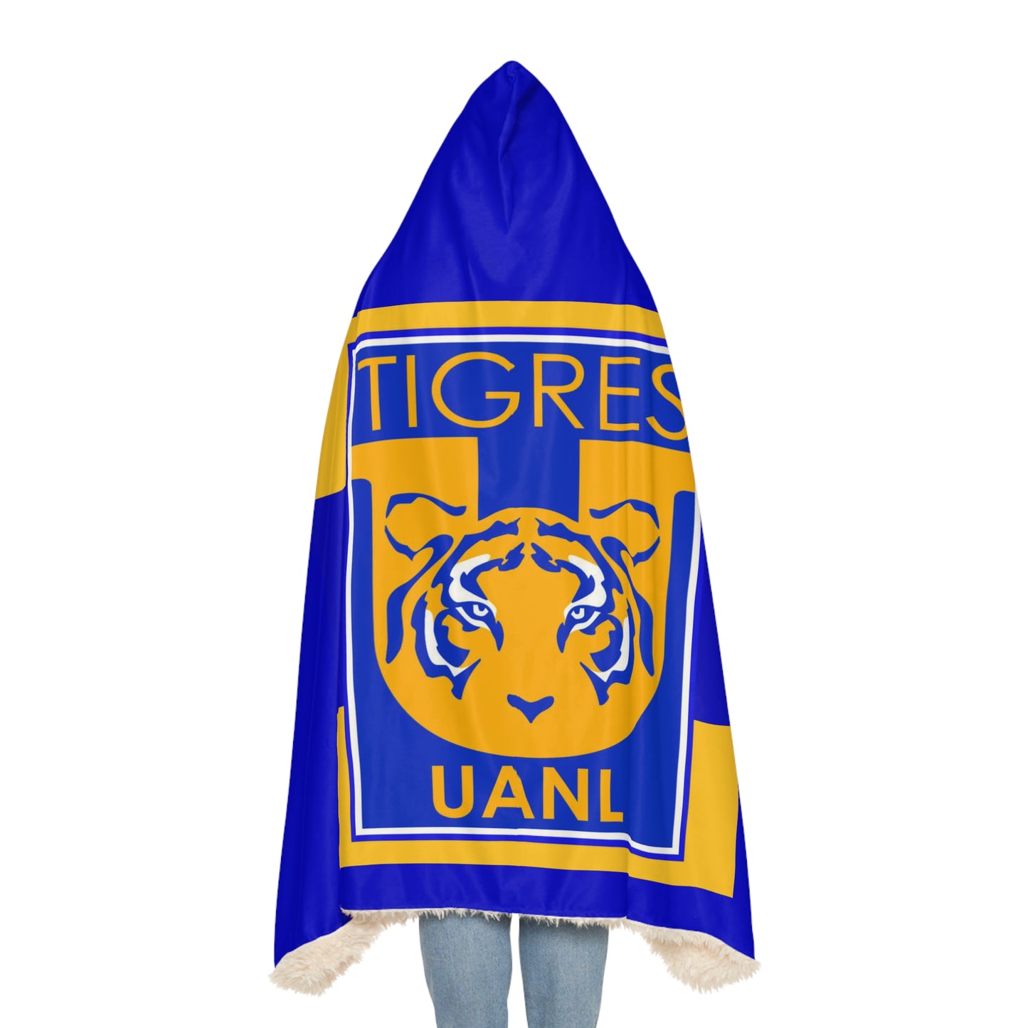 Tigres UANL Tiger Logo Snuggle Blanket | Blue Yellow Hooded Throw