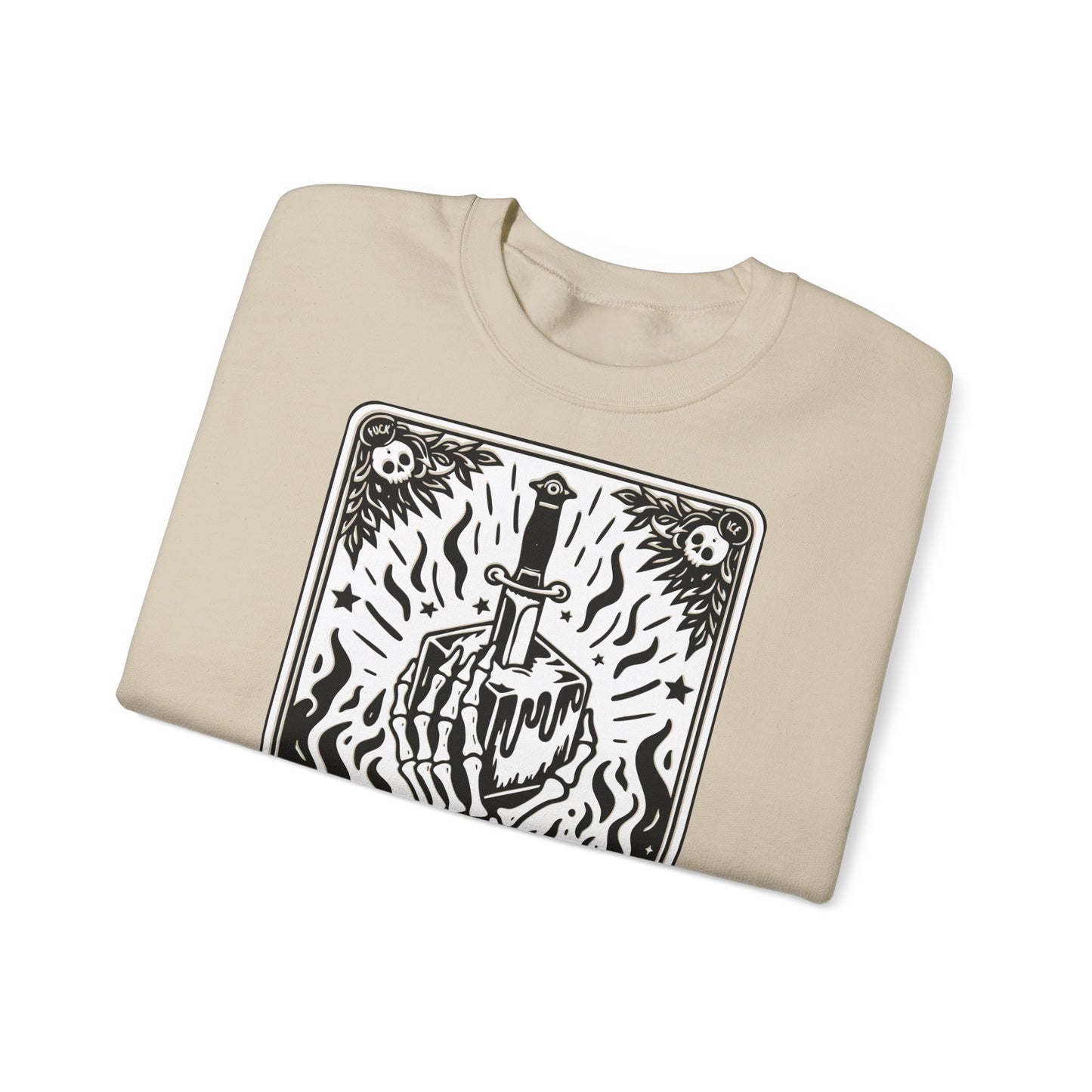 The Anti-Ice tarot dagger illustration Sweatshirt | Occult skeleton art