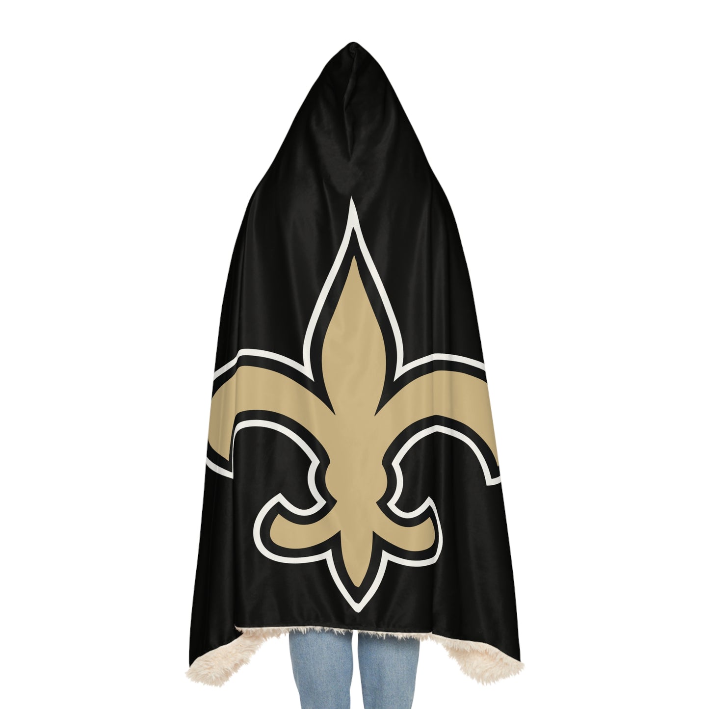 Fleur-de-lis Snuggle Blanket | Hooded Throw, Black and Gold