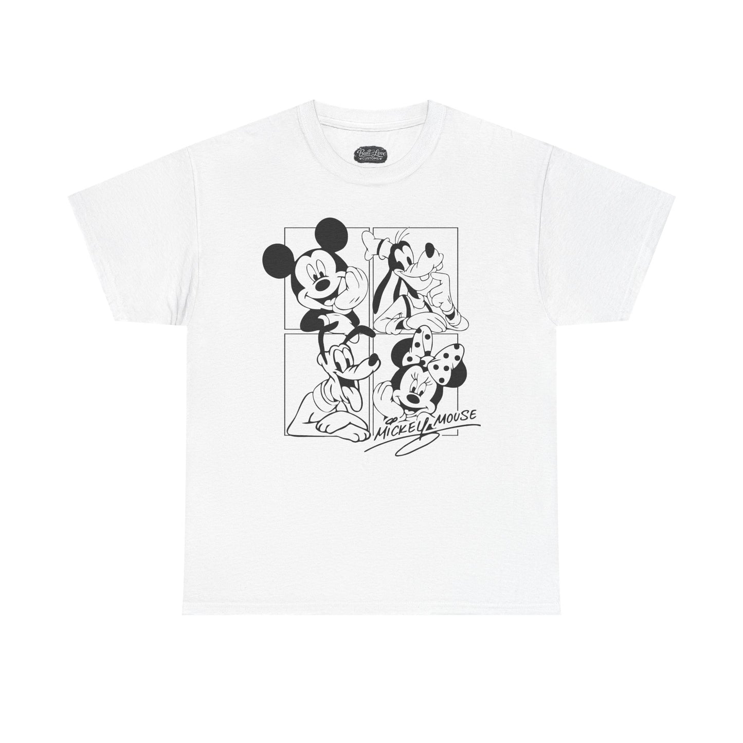 Classic Cartoon Characters T-Shirt | Black Line Art Tee