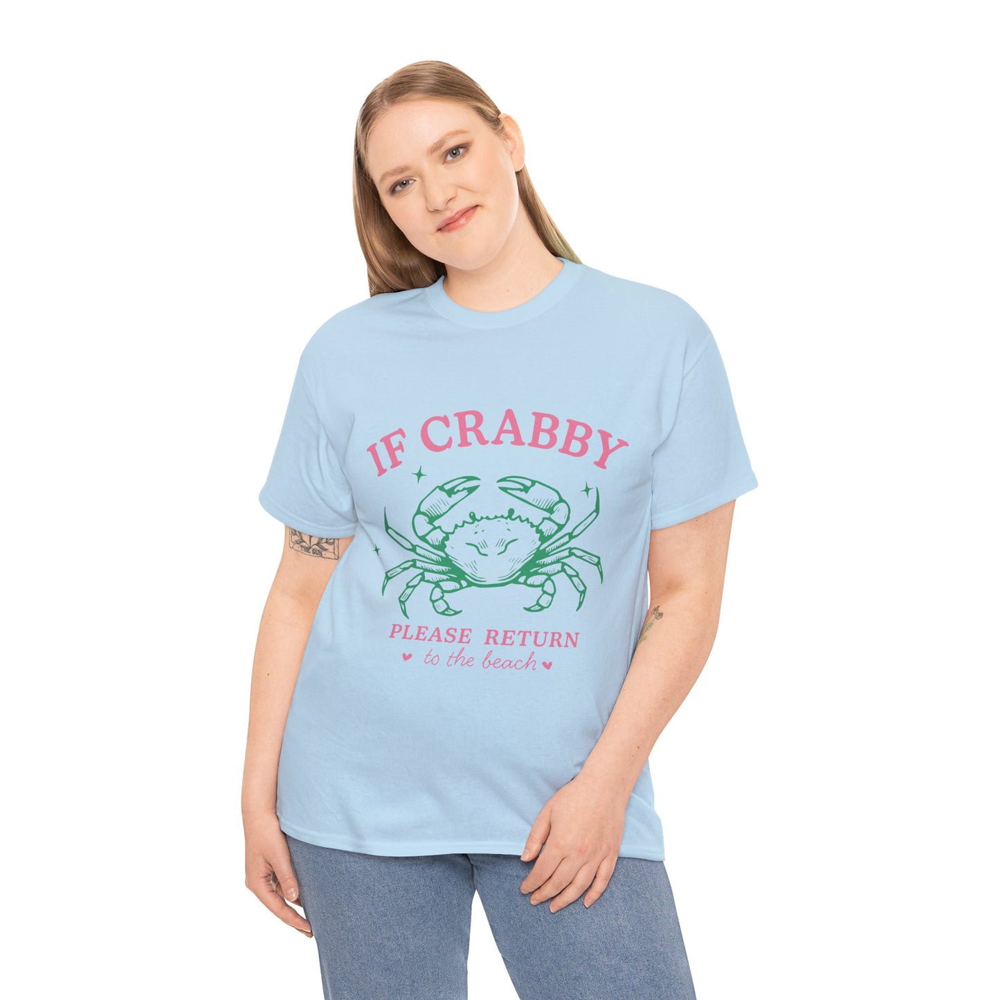 Crabby Beach Tee – “If Crabby Please Return to the Beach” Cute Crab Graphic T-Shirt
