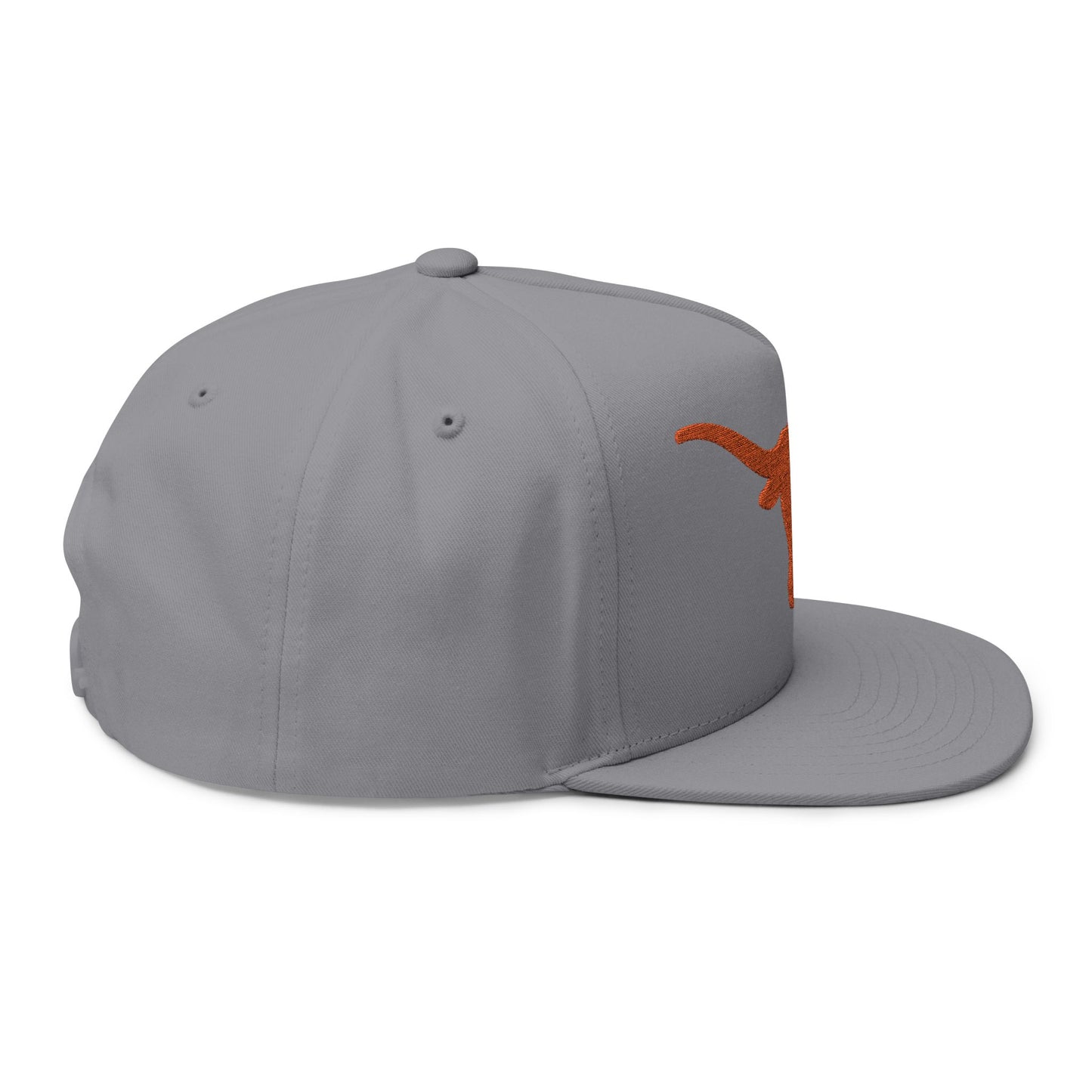 Longhorn Skull Orange Embroidered Flat Bill Cap | Snapback Hat