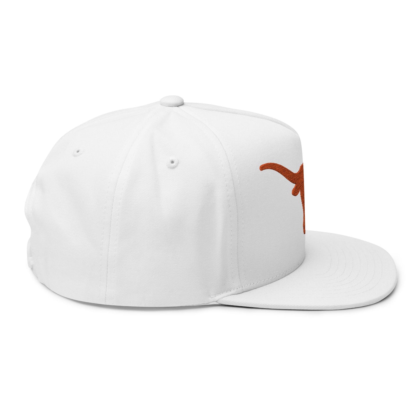 Longhorn Skull Orange Embroidered Flat Bill Cap | Snapback Hat