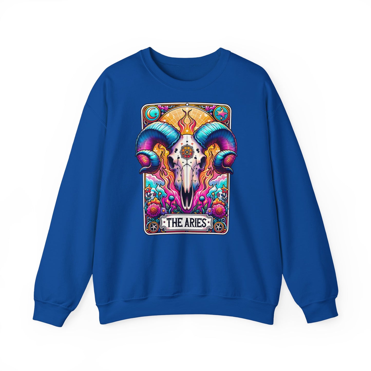 Aries Ram Skull Illustration Crewneck Sweatshirt | Zodiac Astrology