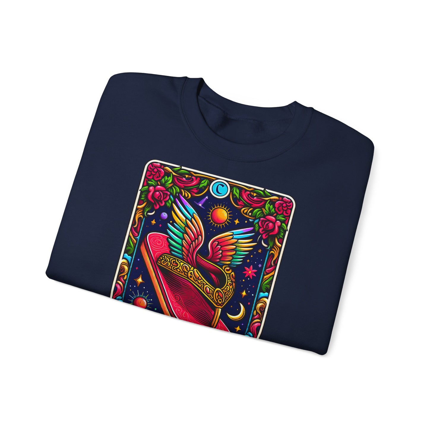 Winged Sombrero Sweatshirt | Lotería Style Mexican Card Art