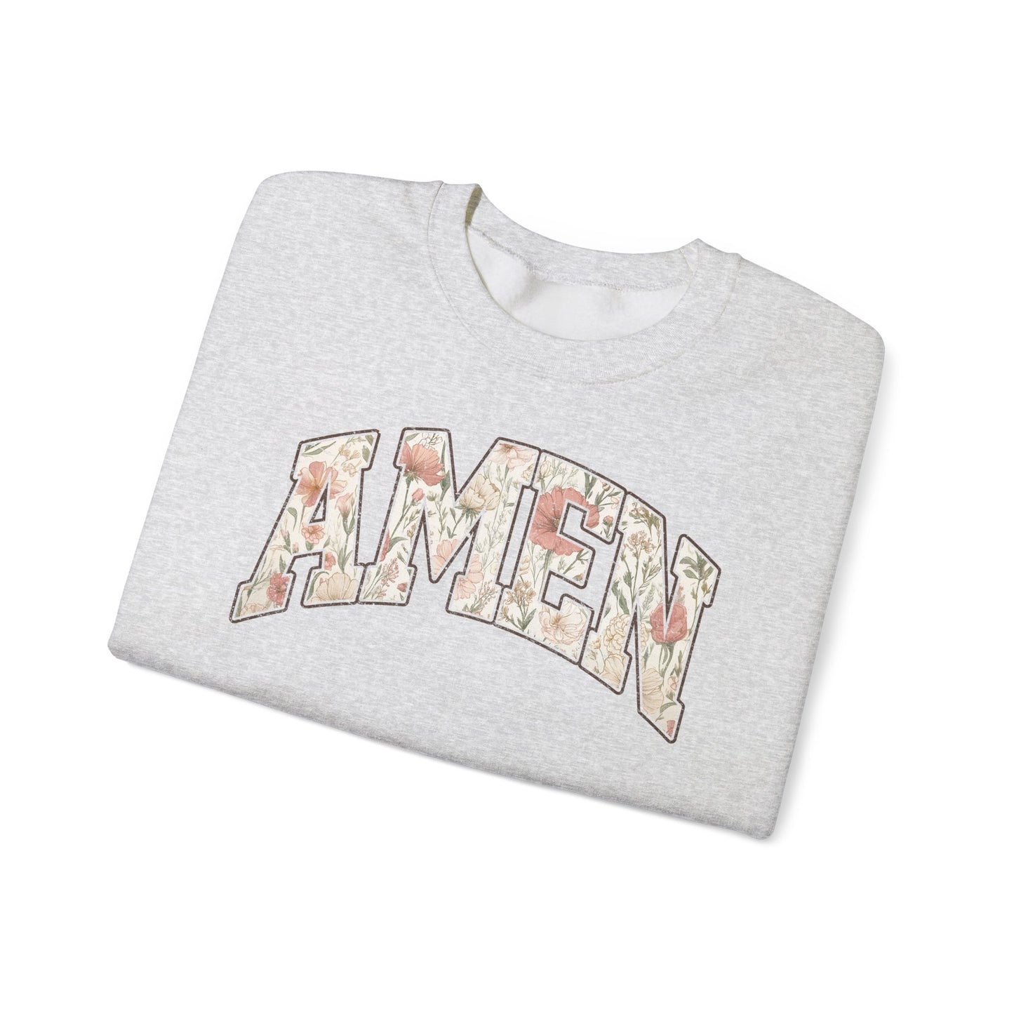 Amen Floral Crewneck Sweatshirt — Women's Spiritual Floral Graphic Sweatshirt