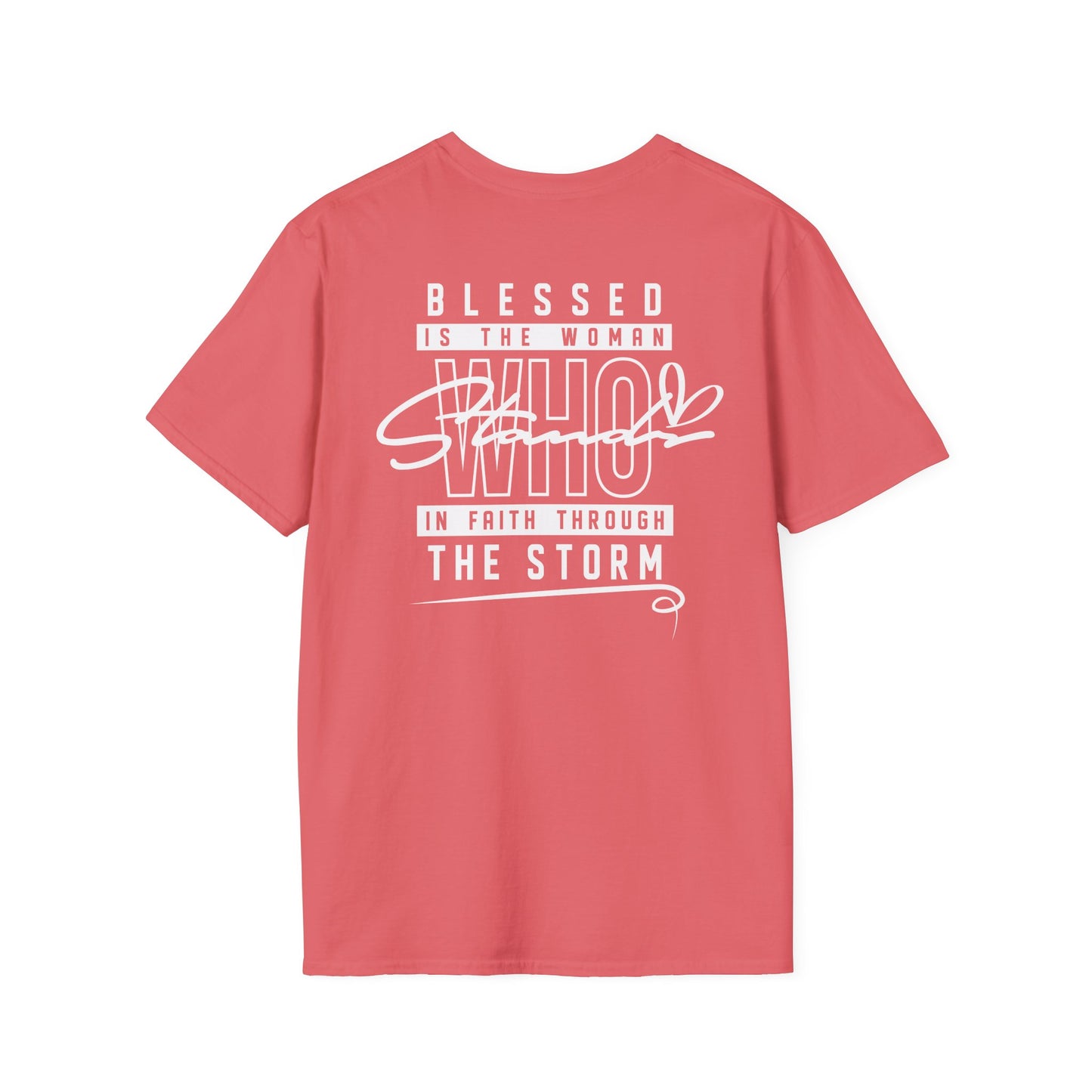Blessed Through the Storm Christian T-Shirt — Women’s Faith Cross Tee