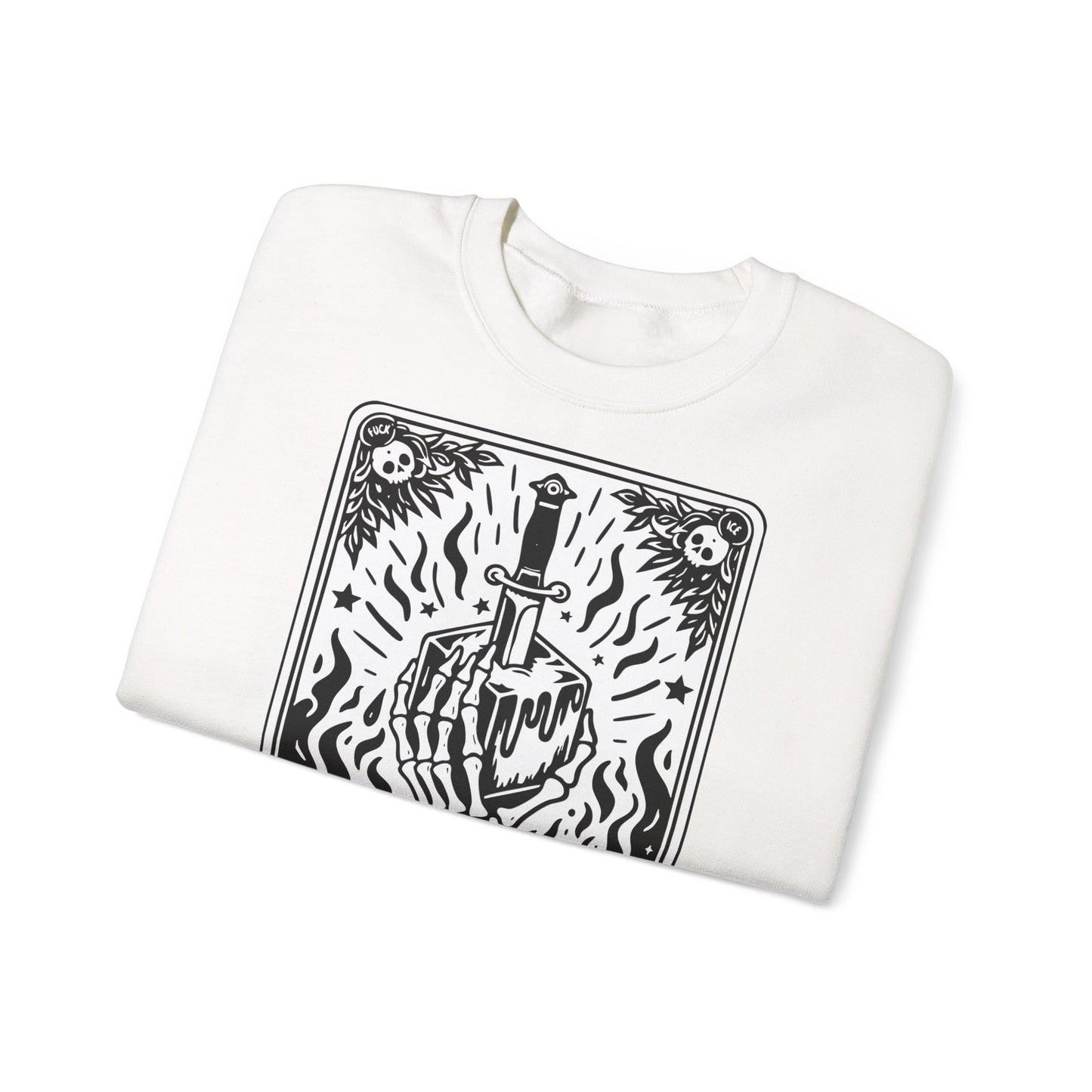 The Anti-Ice tarot dagger illustration Sweatshirt | Occult skeleton art