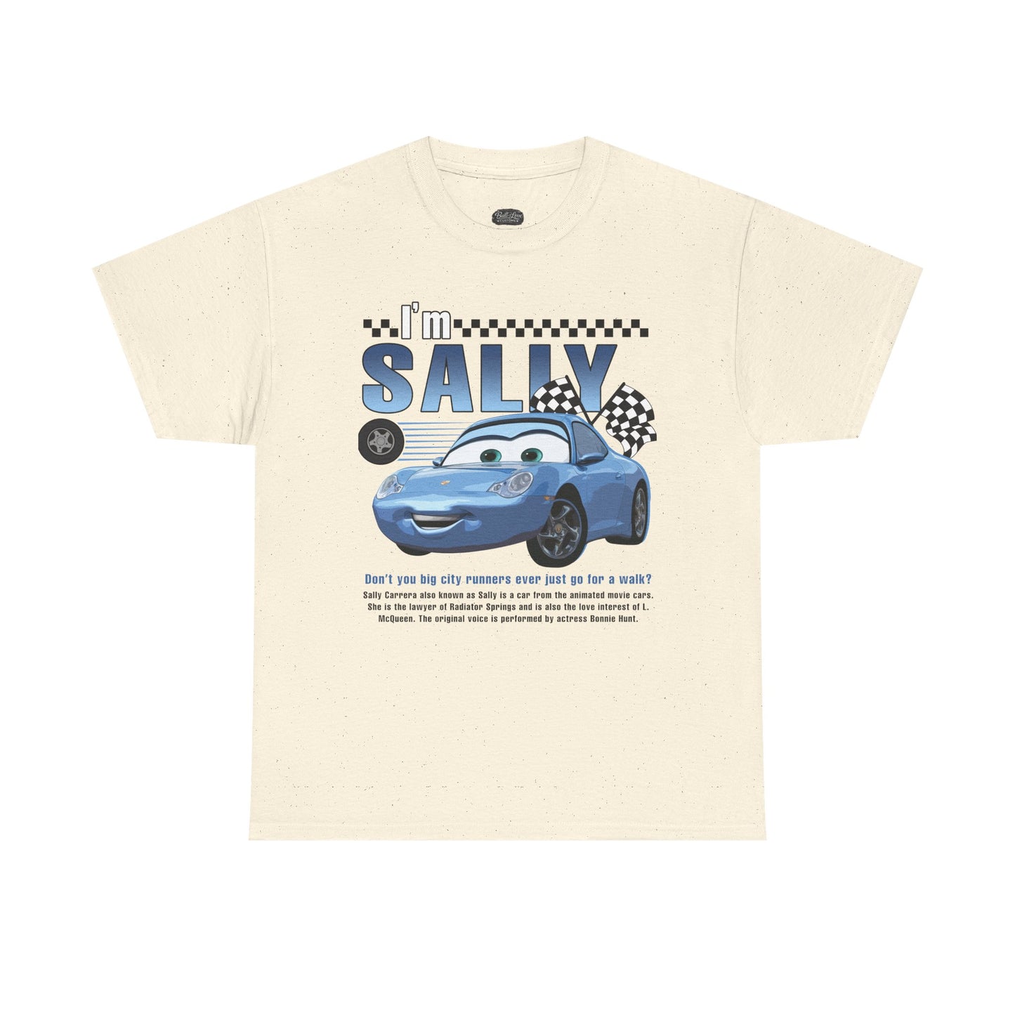 I'm Sally Car Graphic Tee — Kids' Blue Racing Cartoon T-Shirt