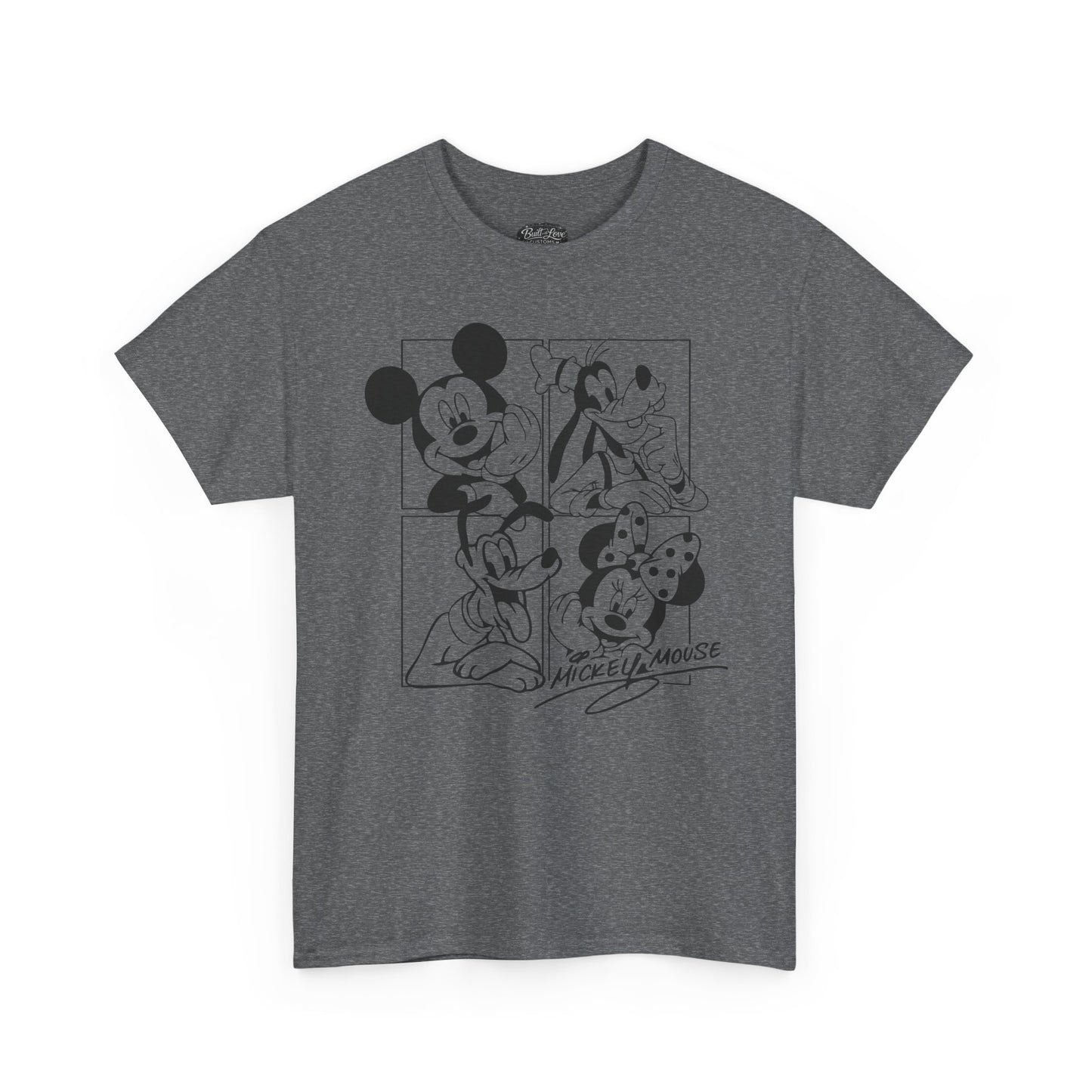 Classic Cartoon Characters T-Shirt | Black Line Art Tee