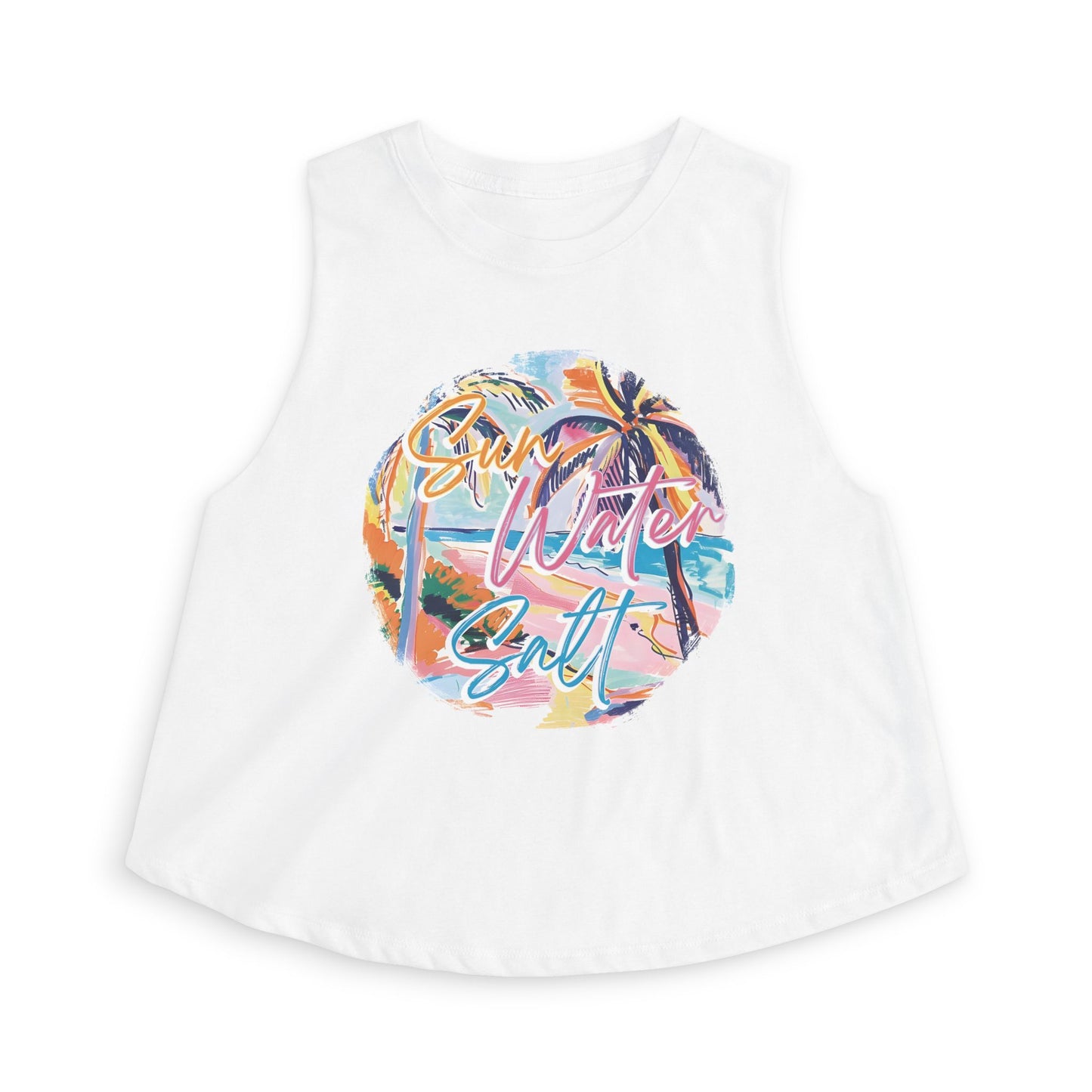 Sun, Water, Surf Crop Top – Retro Tropical Palm Beach Tank