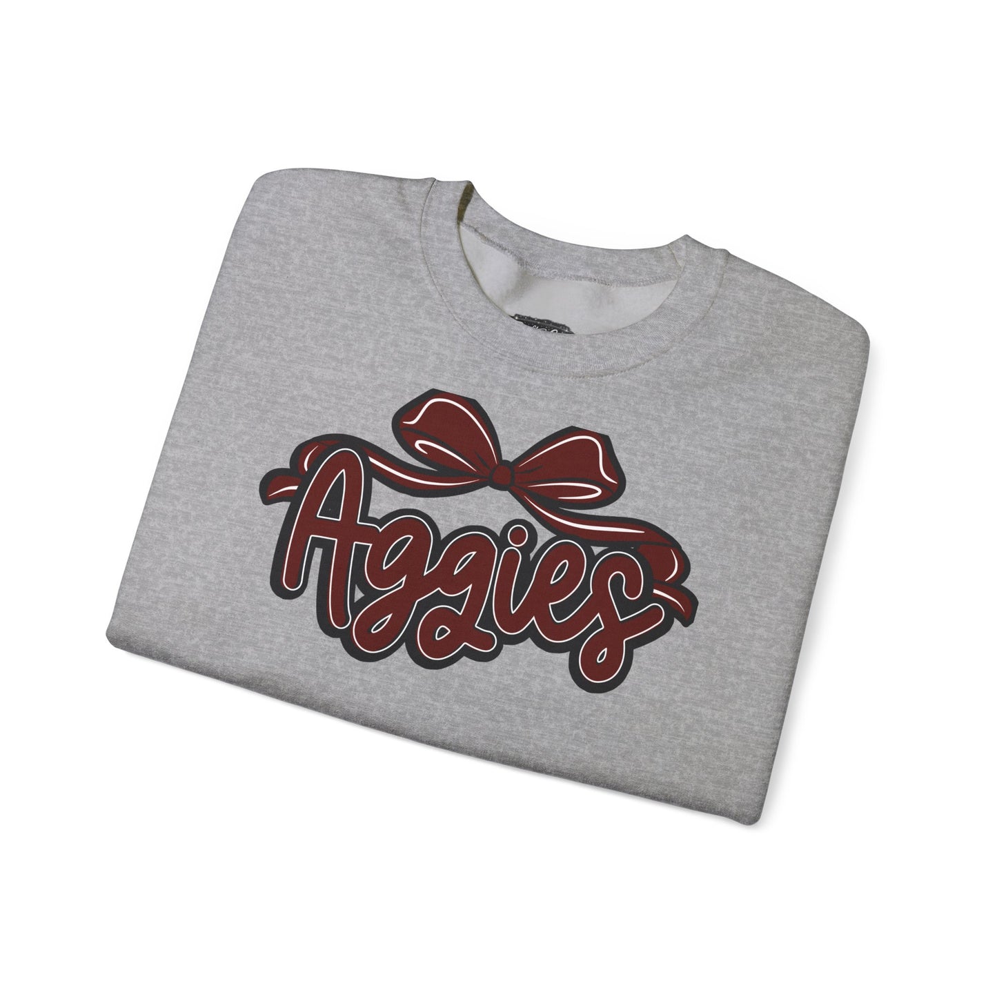 Aggies script with bow Sweatshirt | College team logo, maroon and black