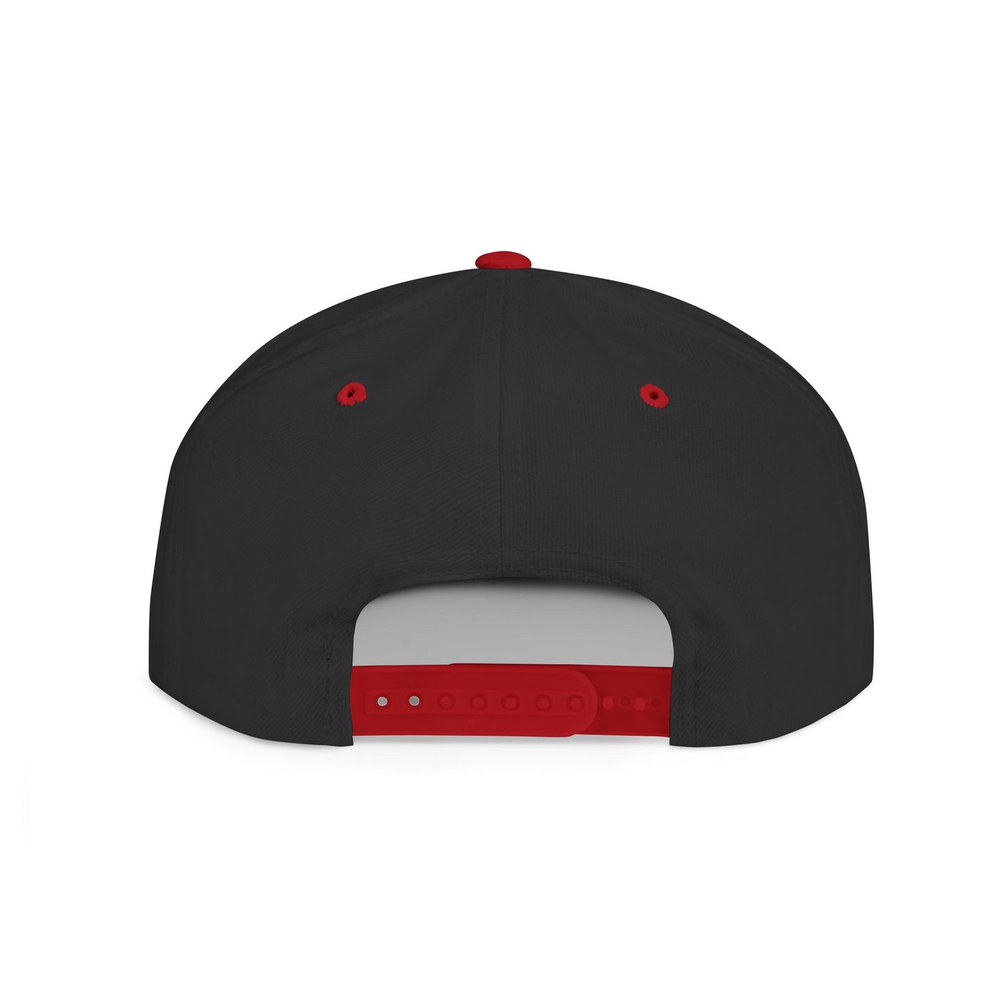 Script Letter A Cap | Flat Bill Snapback, Embroidered Red A on White