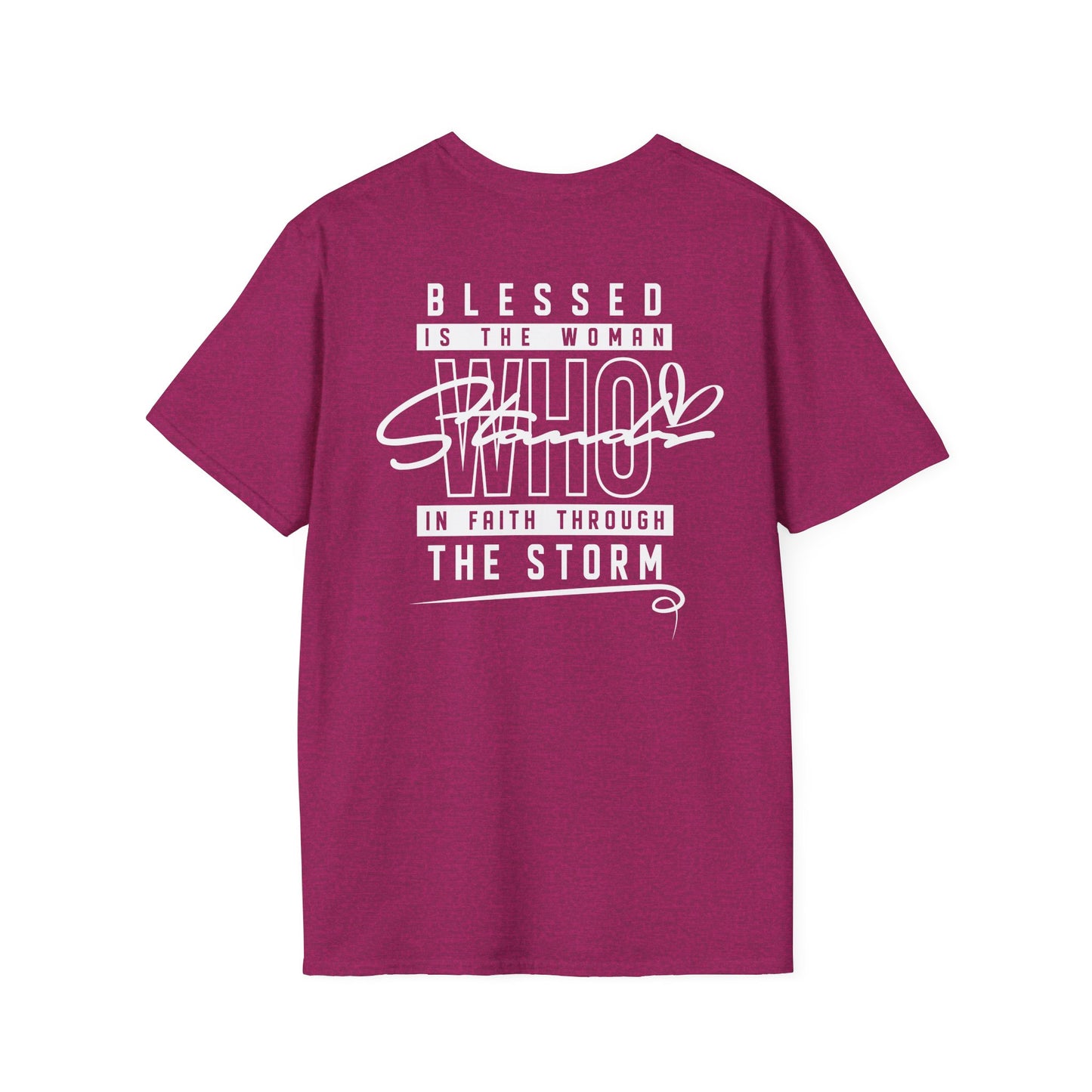 Blessed Through the Storm Christian T-Shirt — Women’s Faith Cross Tee