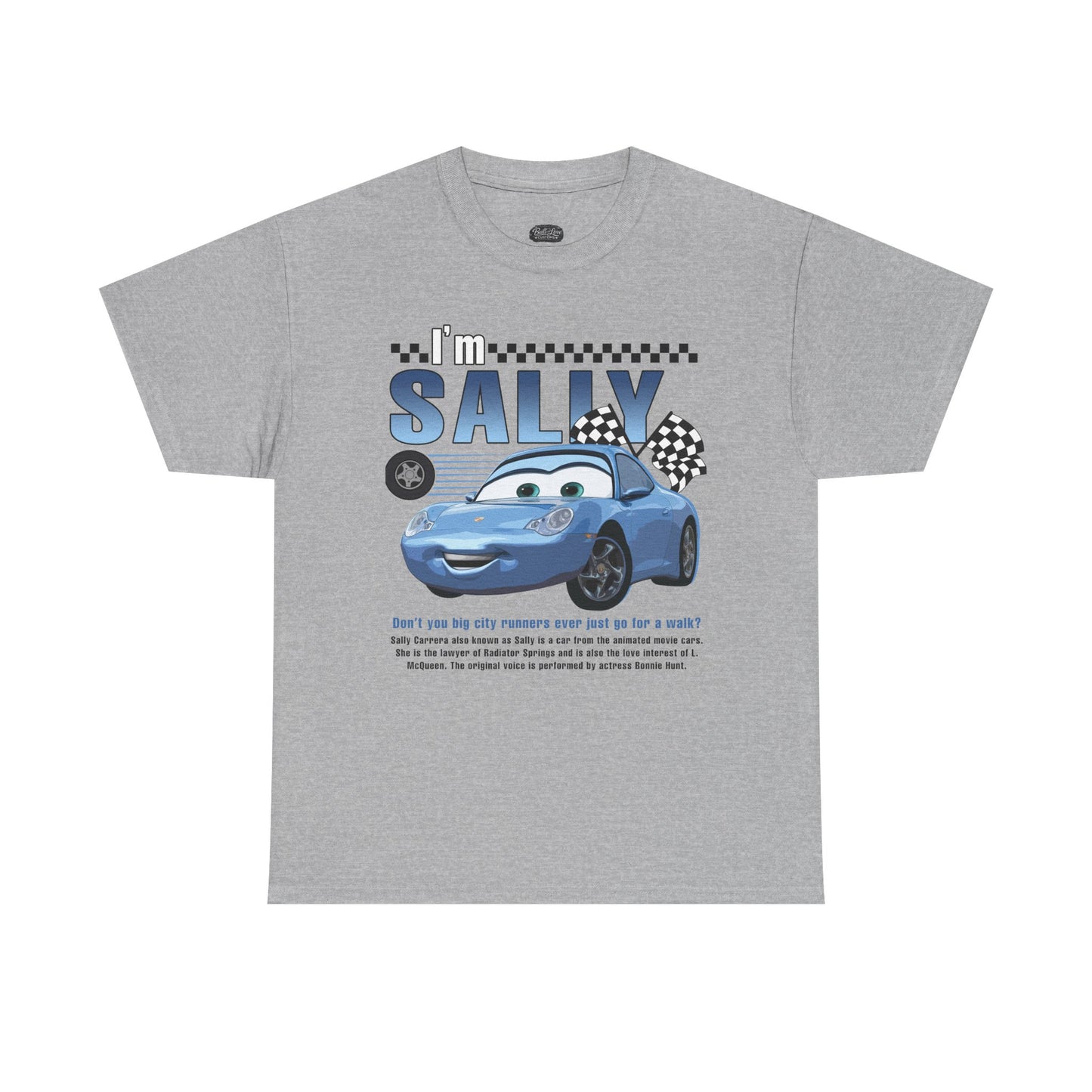 I'm Sally Car Graphic Tee — Kids' Blue Racing Cartoon T-Shirt
