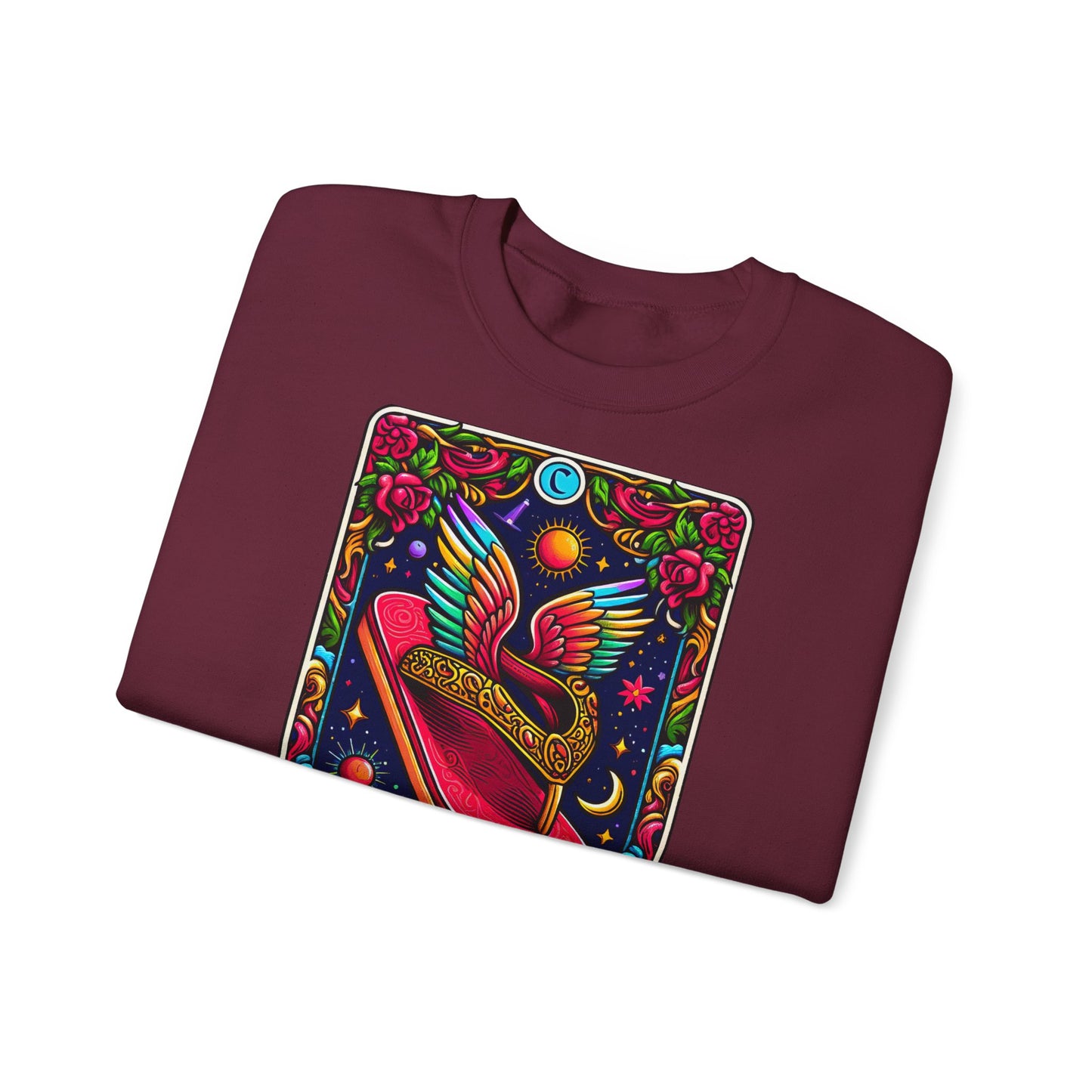Winged Sombrero Sweatshirt | Lotería Style Mexican Card Art