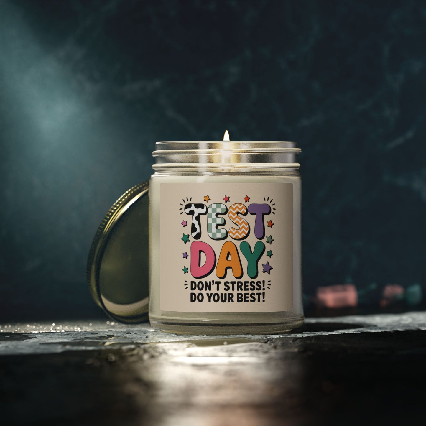 Test Day Don't Stress Candle | Coconut Apricot Soy Wax 4oz 9oz