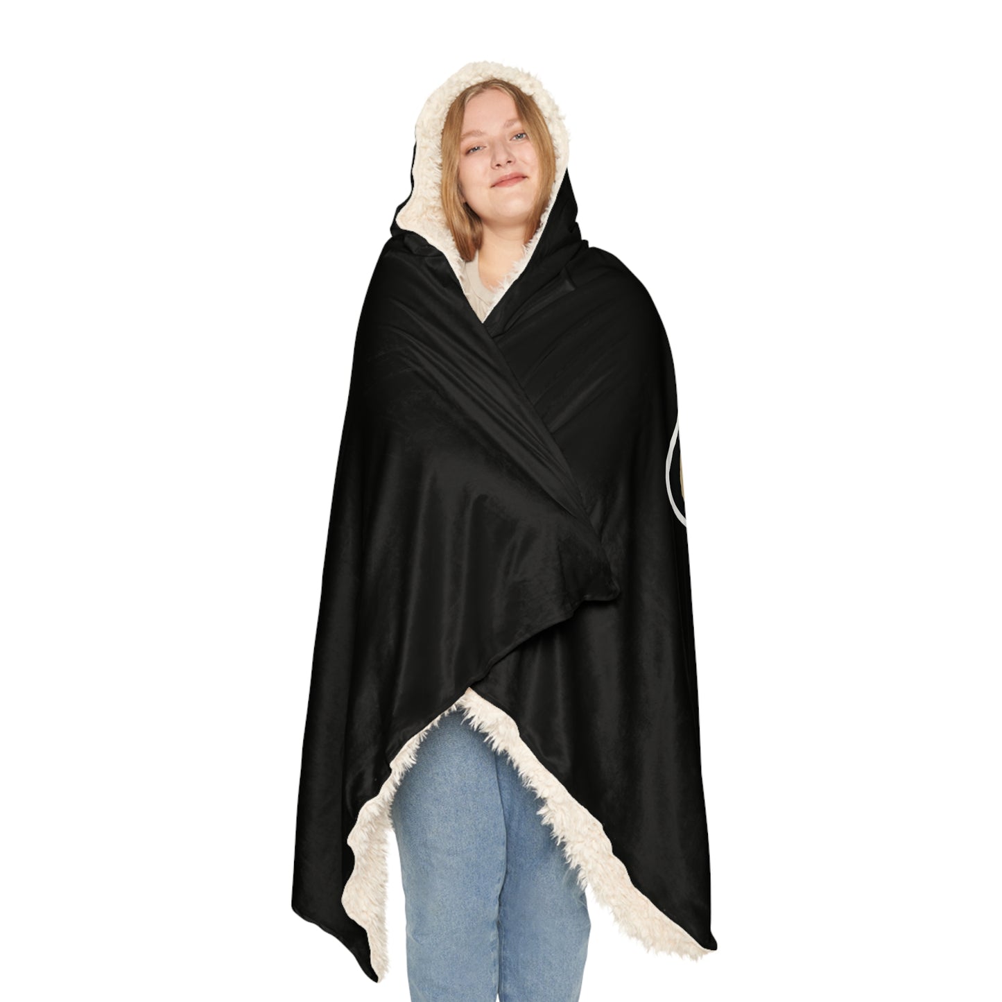 Fleur-de-lis Snuggle Blanket | Hooded Throw, Black and Gold