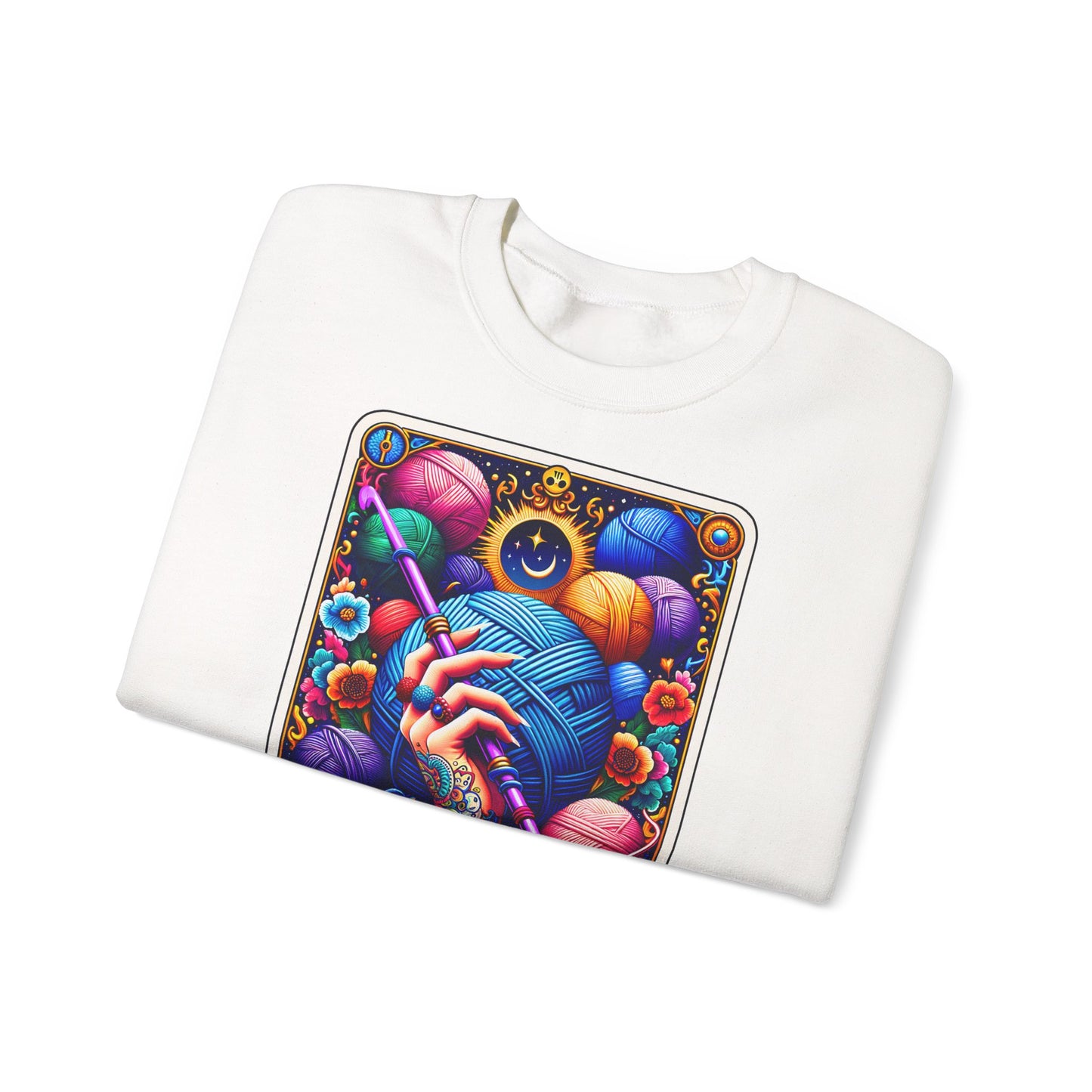 The Hooker knitting tarot art Crewneck Sweatshirt | yarn, crochet, colorful