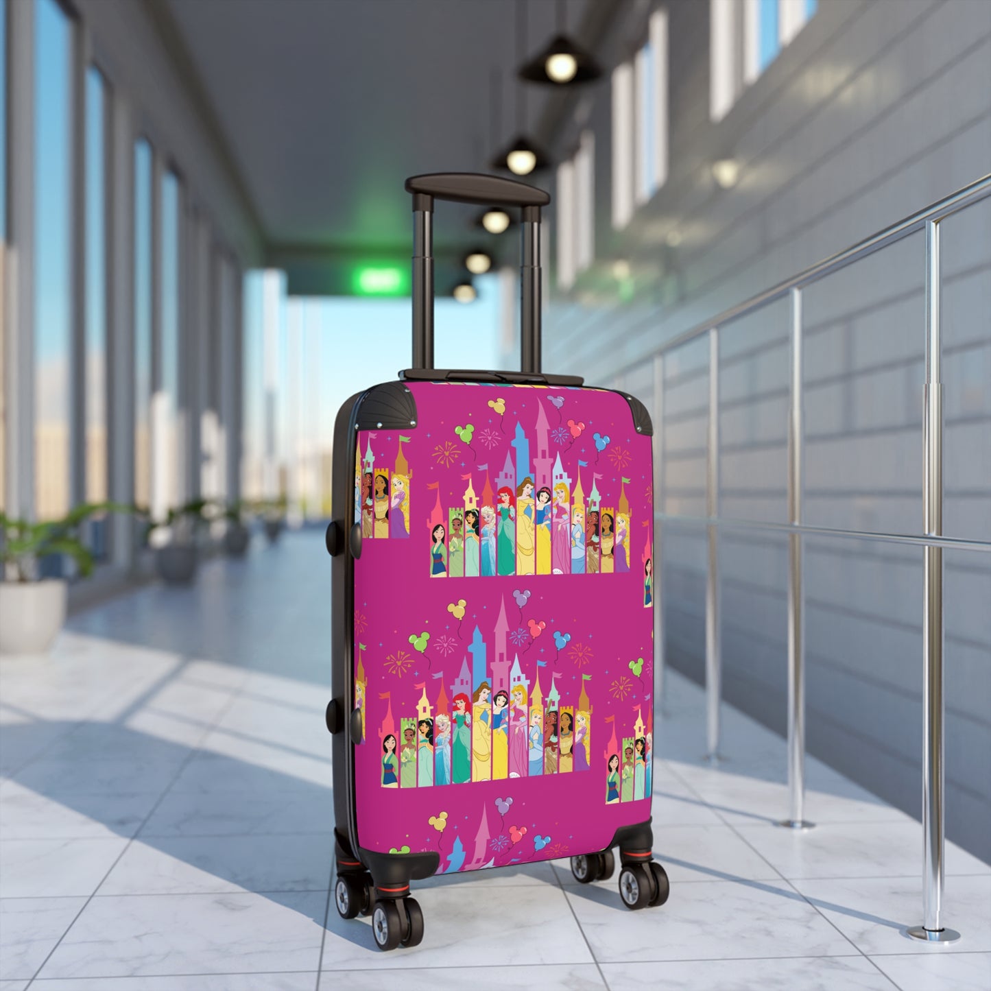 Princess Castle Pattern Suitcase | Pink Travel Luggage