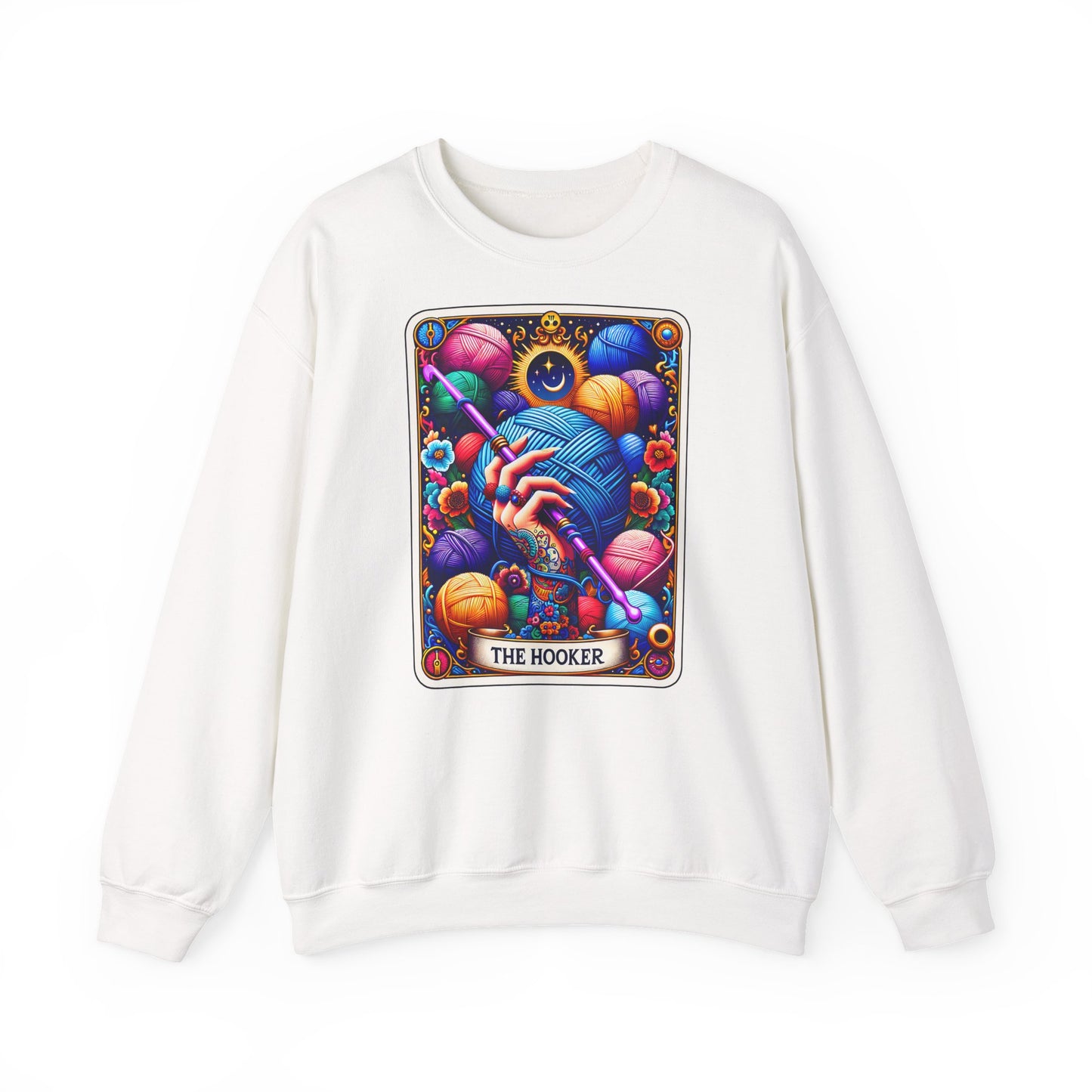 The Hooker knitting tarot art Crewneck Sweatshirt | yarn, crochet, colorful
