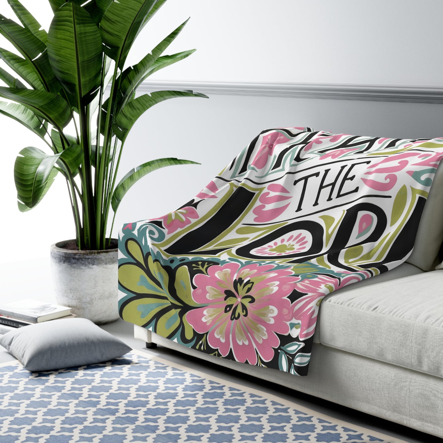 Praise The Lord Sherpa Blanket | Floral Script, Religious Throw