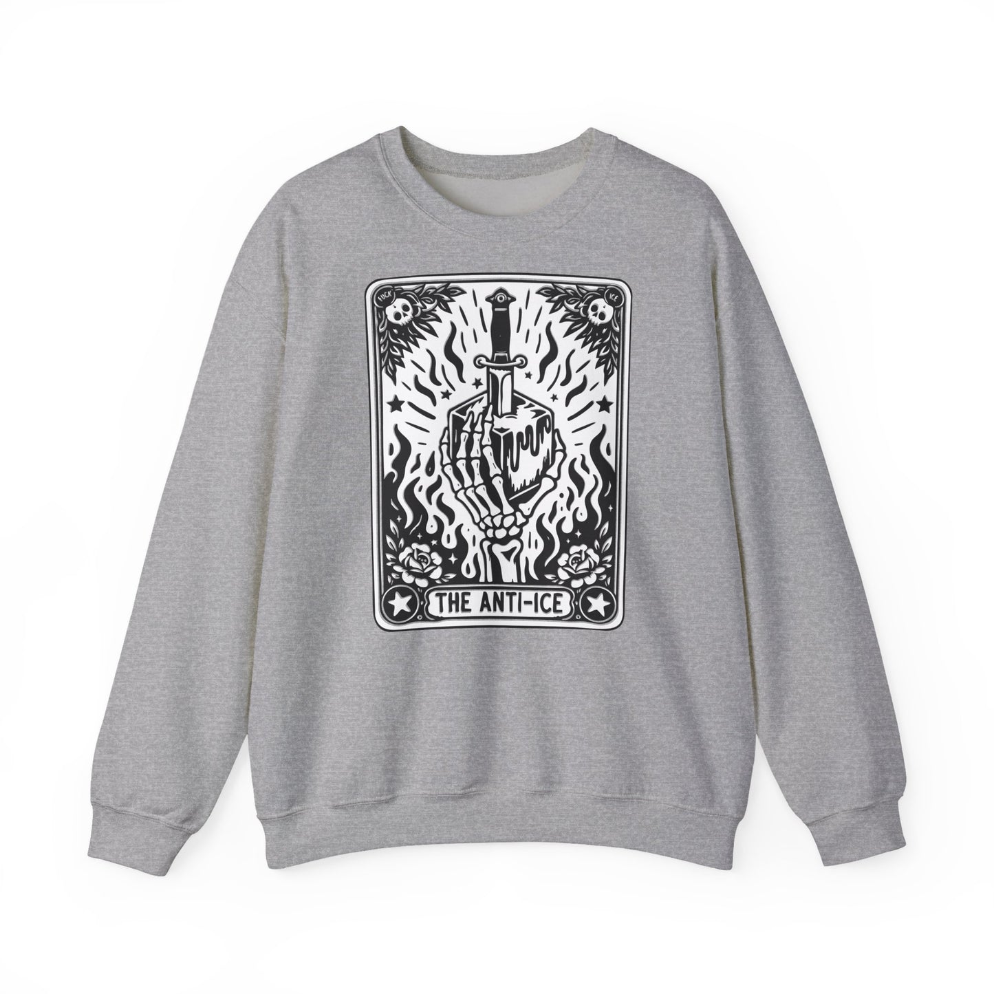 The Anti-Ice tarot dagger illustration Sweatshirt | Occult skeleton art