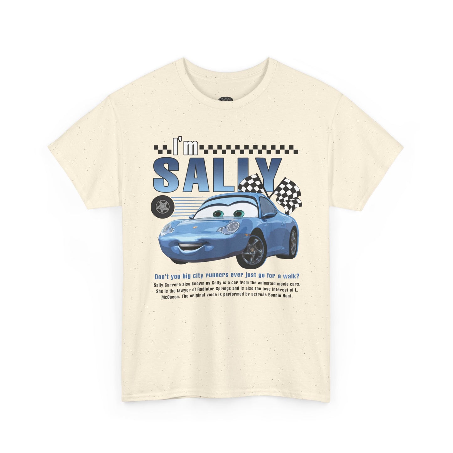 I'm Sally Car Graphic Tee — Kids' Blue Racing Cartoon T-Shirt