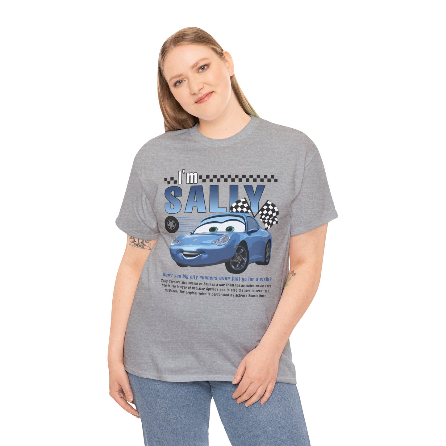 I'm Sally Car Graphic Tee — Kids' Blue Racing Cartoon T-Shirt