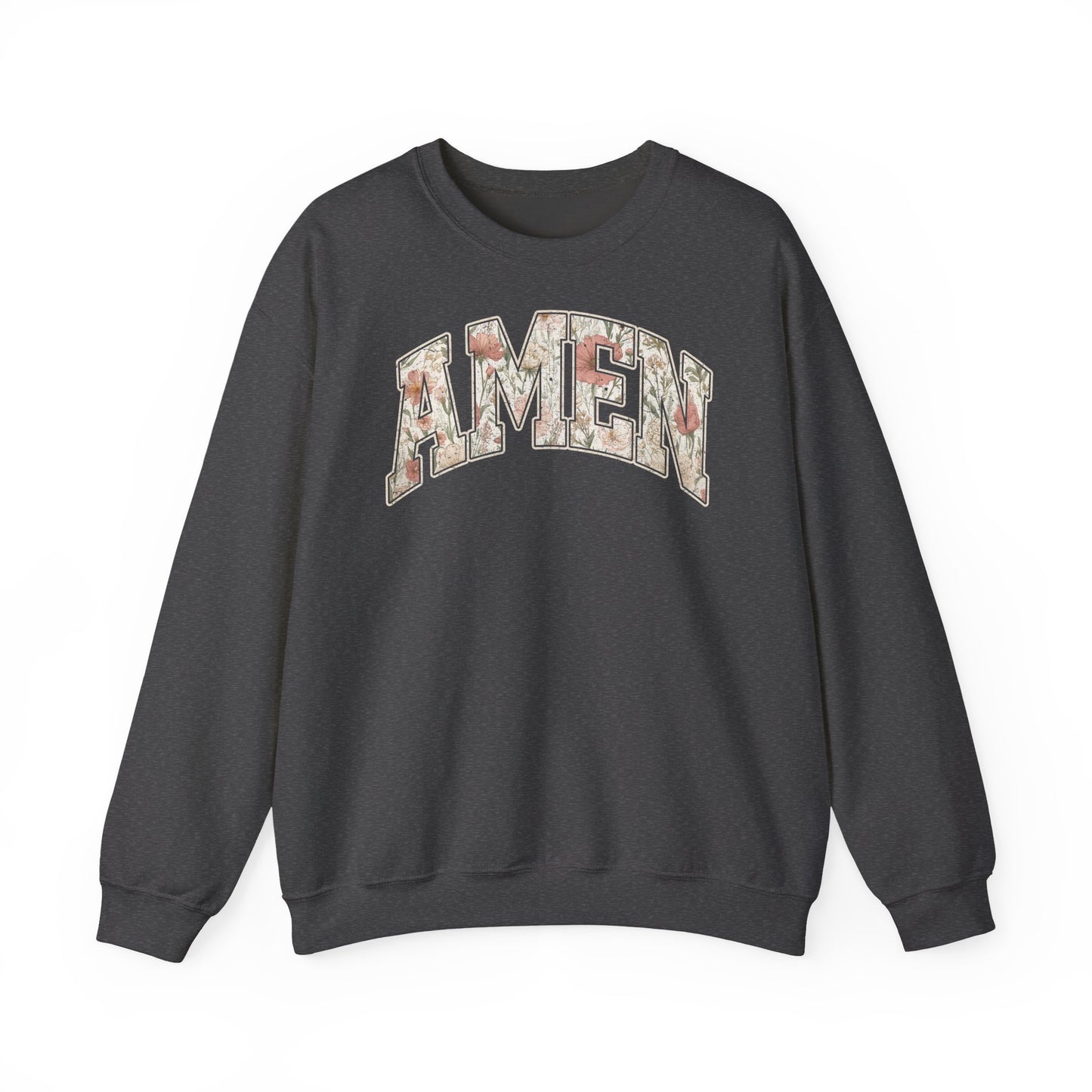 Floral 'AMEN' Crewneck Sweatshirt — Vintage Script Christian Prayer Pullover