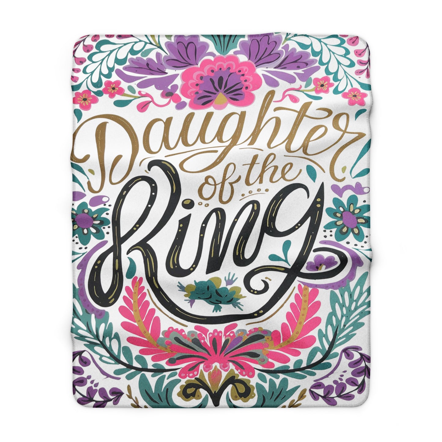 Daughter of the King Sherpa Fleece Blanket | Floral Scripture Throw