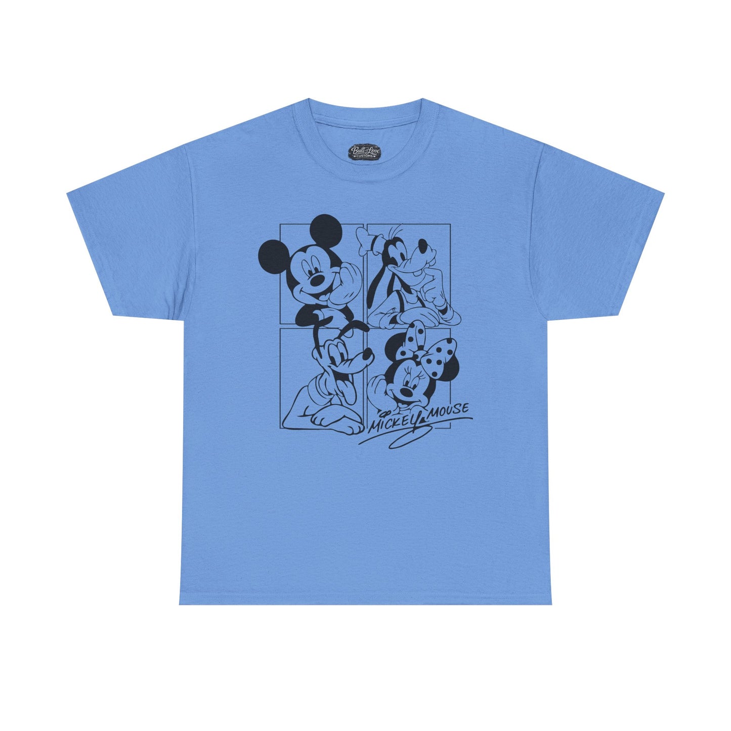 Classic Cartoon Characters T-Shirt | Black Line Art Tee
