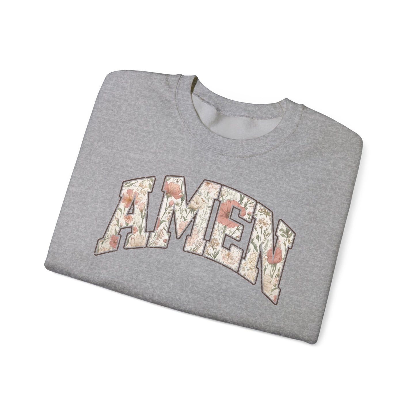 Amen Floral Crewneck Sweatshirt — Women's Spiritual Floral Graphic Sweatshirt
