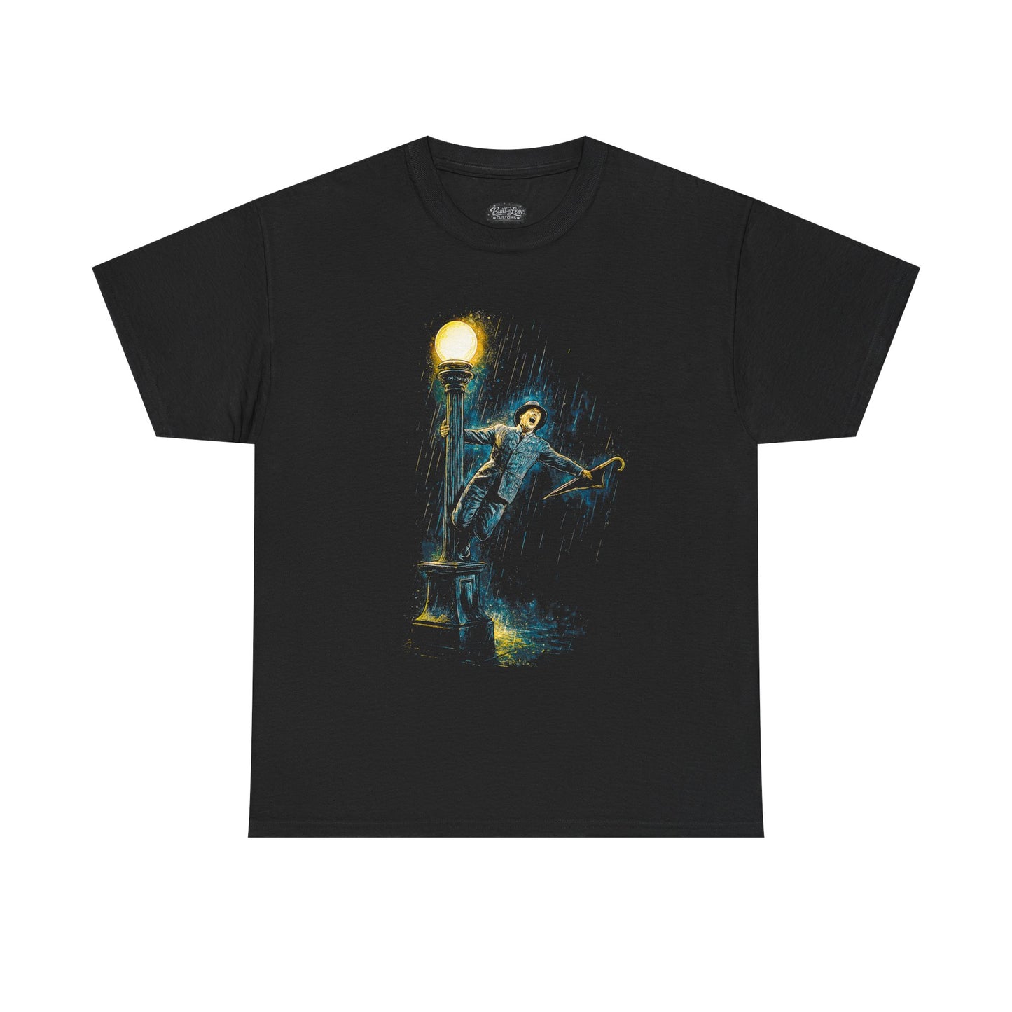 Man Dancing on Lamp Post T-Shirt | Night Street Vintage Musical Scene