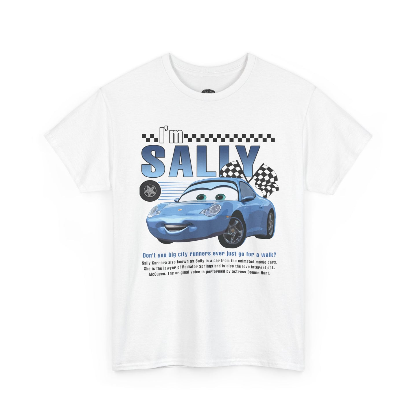 I'm Sally Car Graphic Tee — Kids' Blue Racing Cartoon T-Shirt