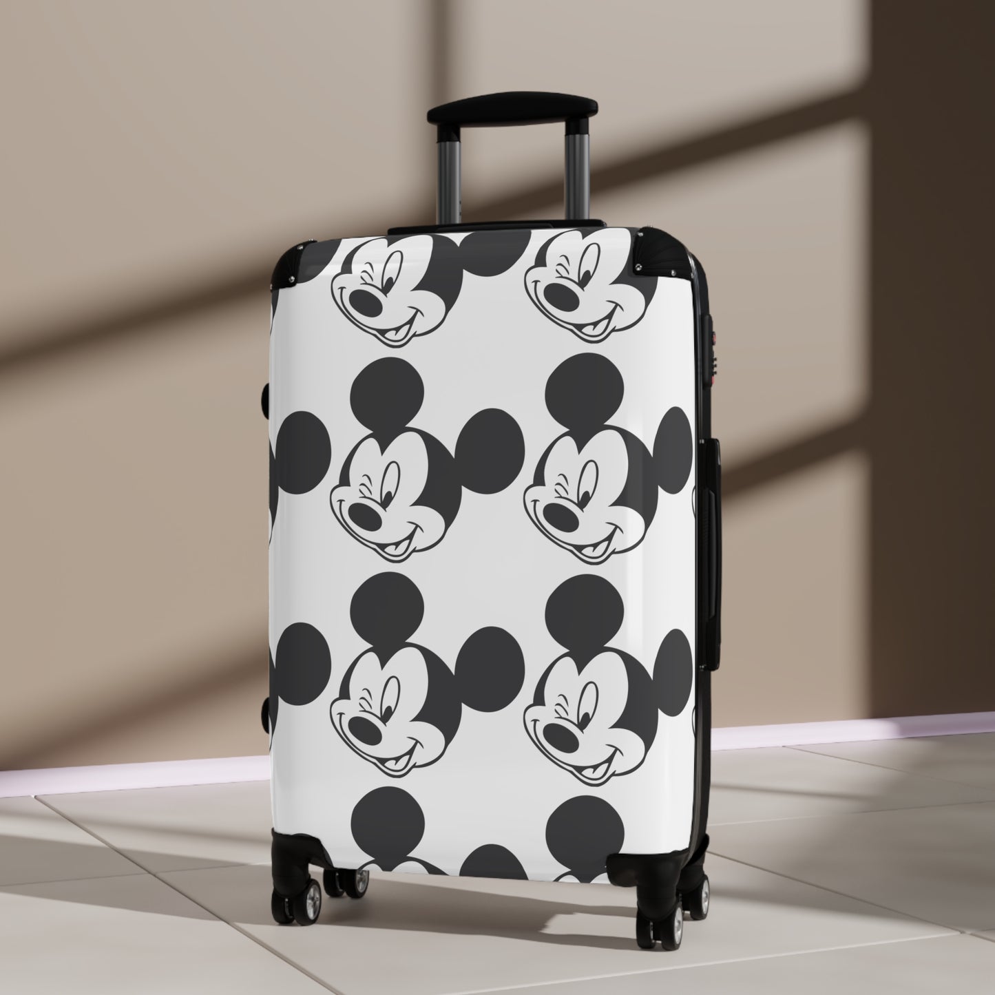 Retro Mickey Mouse Pattern Suitcase | Cartoon Travel Luggage