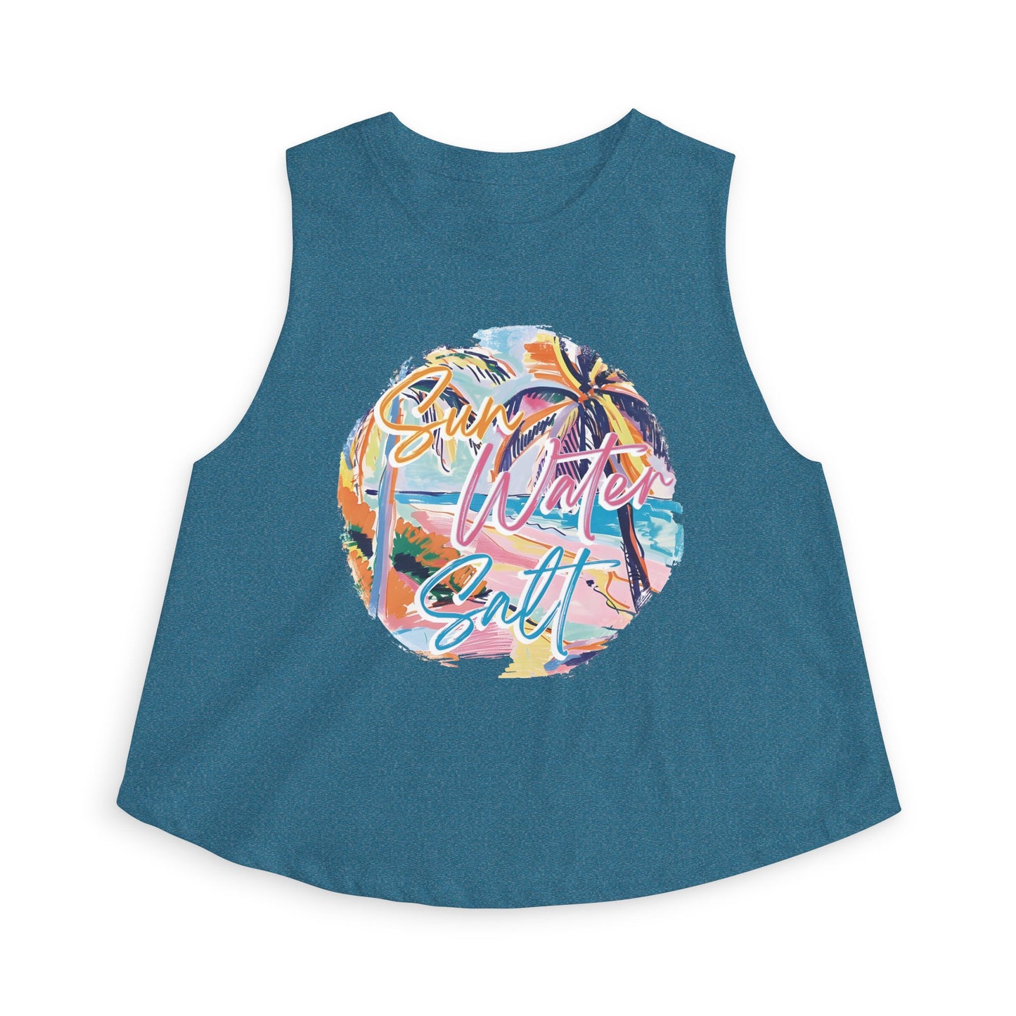 Sun, Water, Surf Crop Top – Retro Tropical Palm Beach Tank