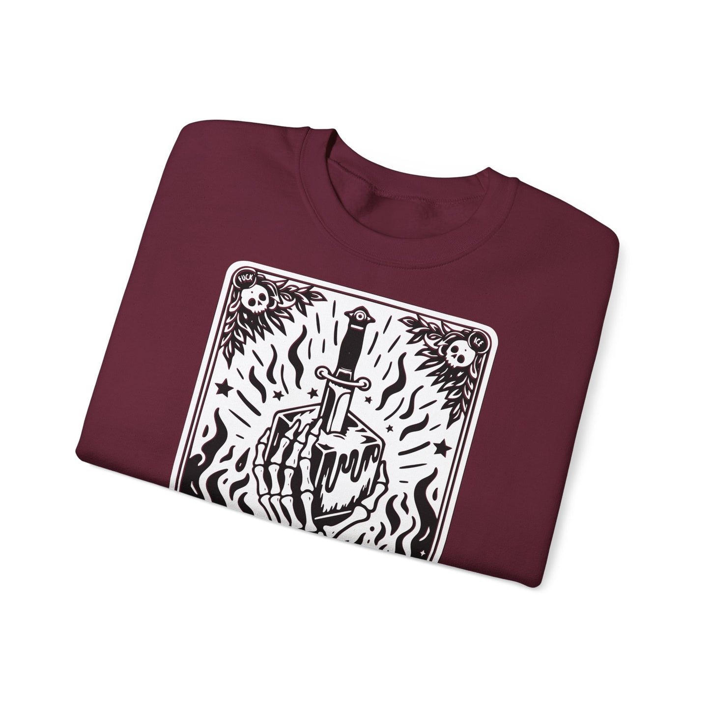 The Anti-Ice tarot dagger illustration Sweatshirt | Occult skeleton art