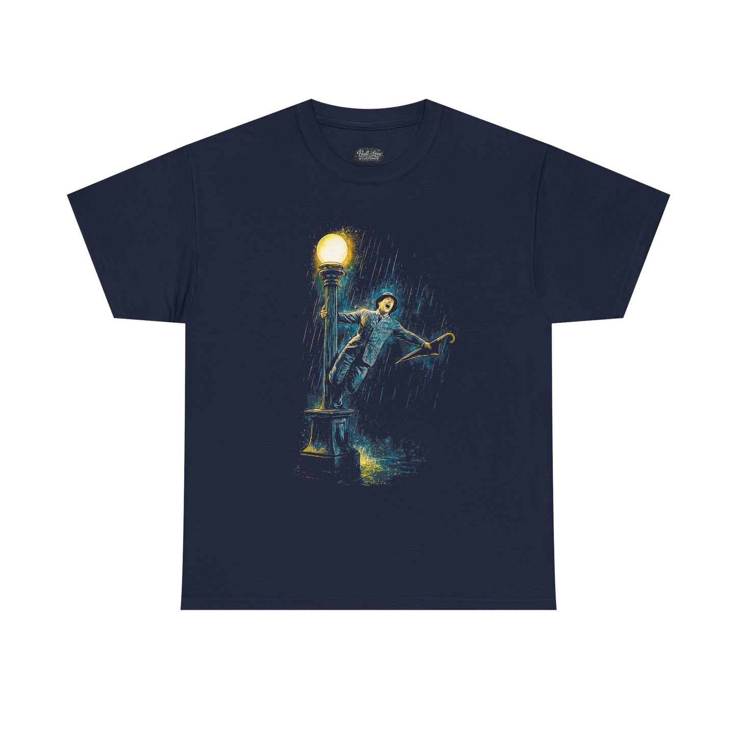 Man Dancing on Lamp Post T-Shirt | Night Street Vintage Musical Scene