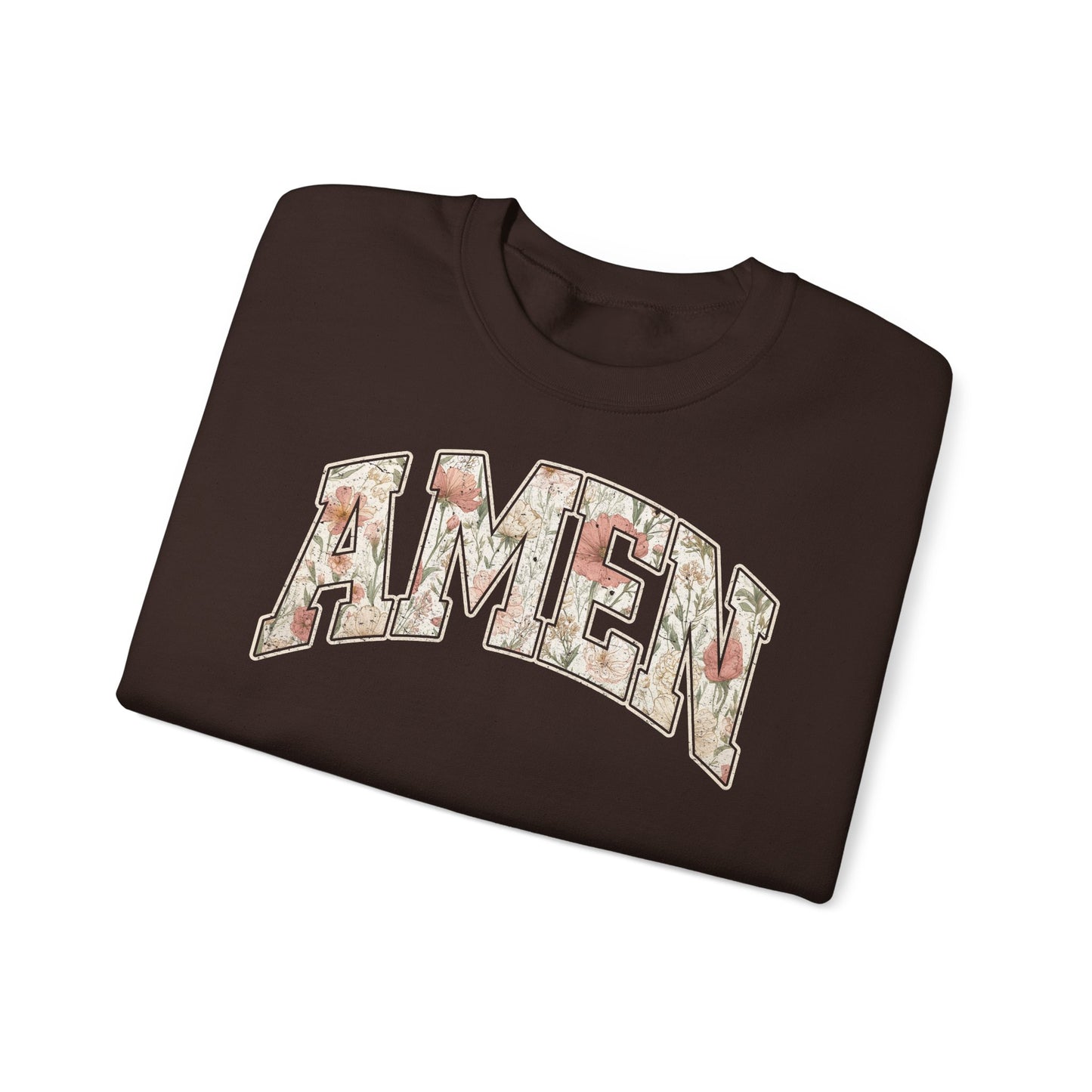 Floral 'AMEN' Crewneck Sweatshirt — Vintage Script Christian Prayer Pullover