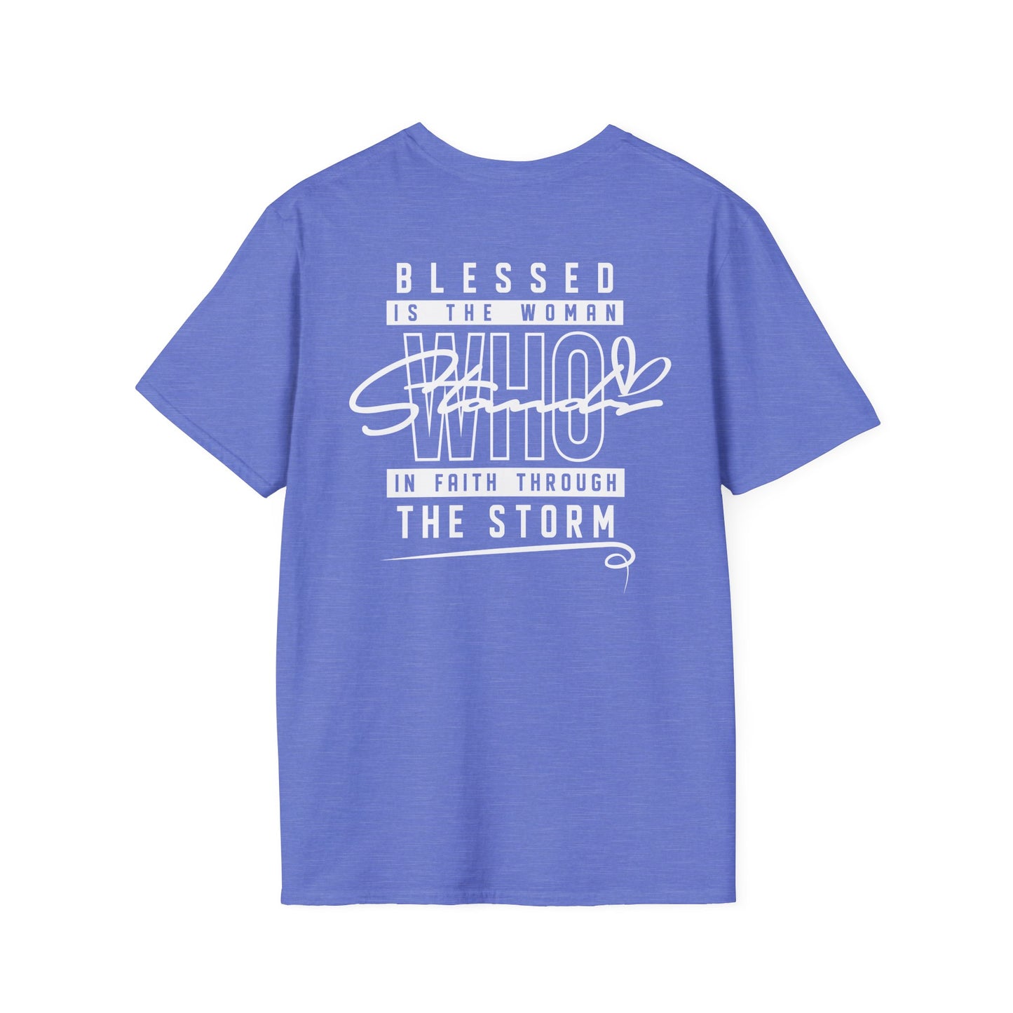 Blessed Through the Storm Christian T-Shirt — Women’s Faith Cross Tee