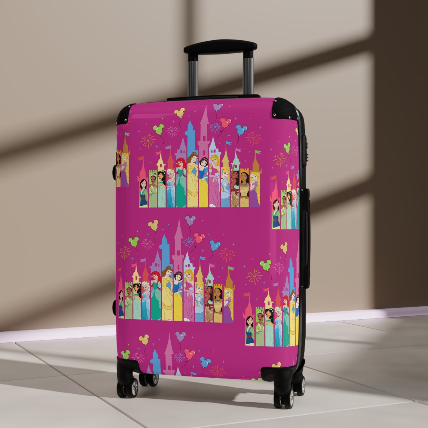 Princess Castle Pattern Suitcase | Pink Travel Luggage