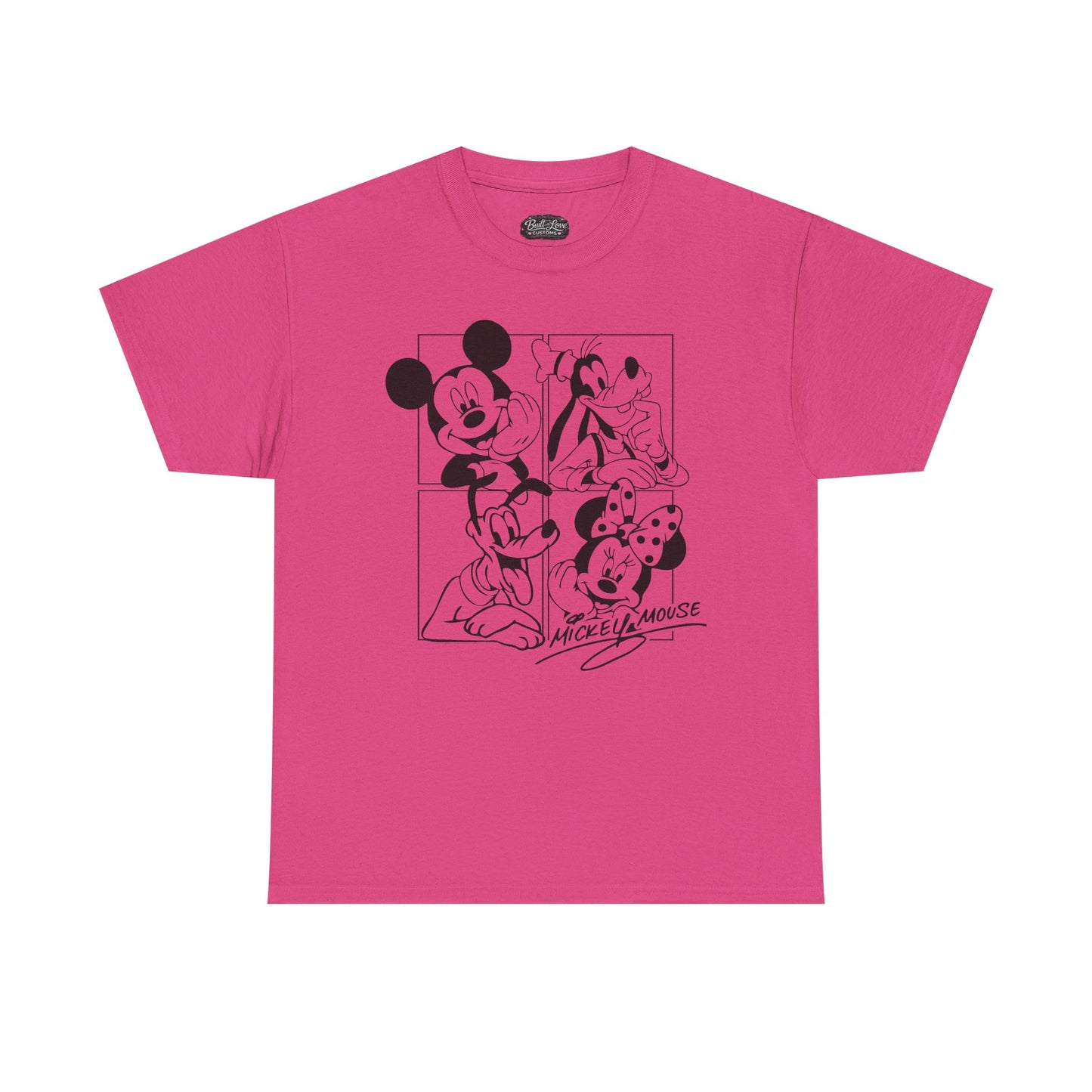 Classic Cartoon Characters T-Shirt | Black Line Art Tee