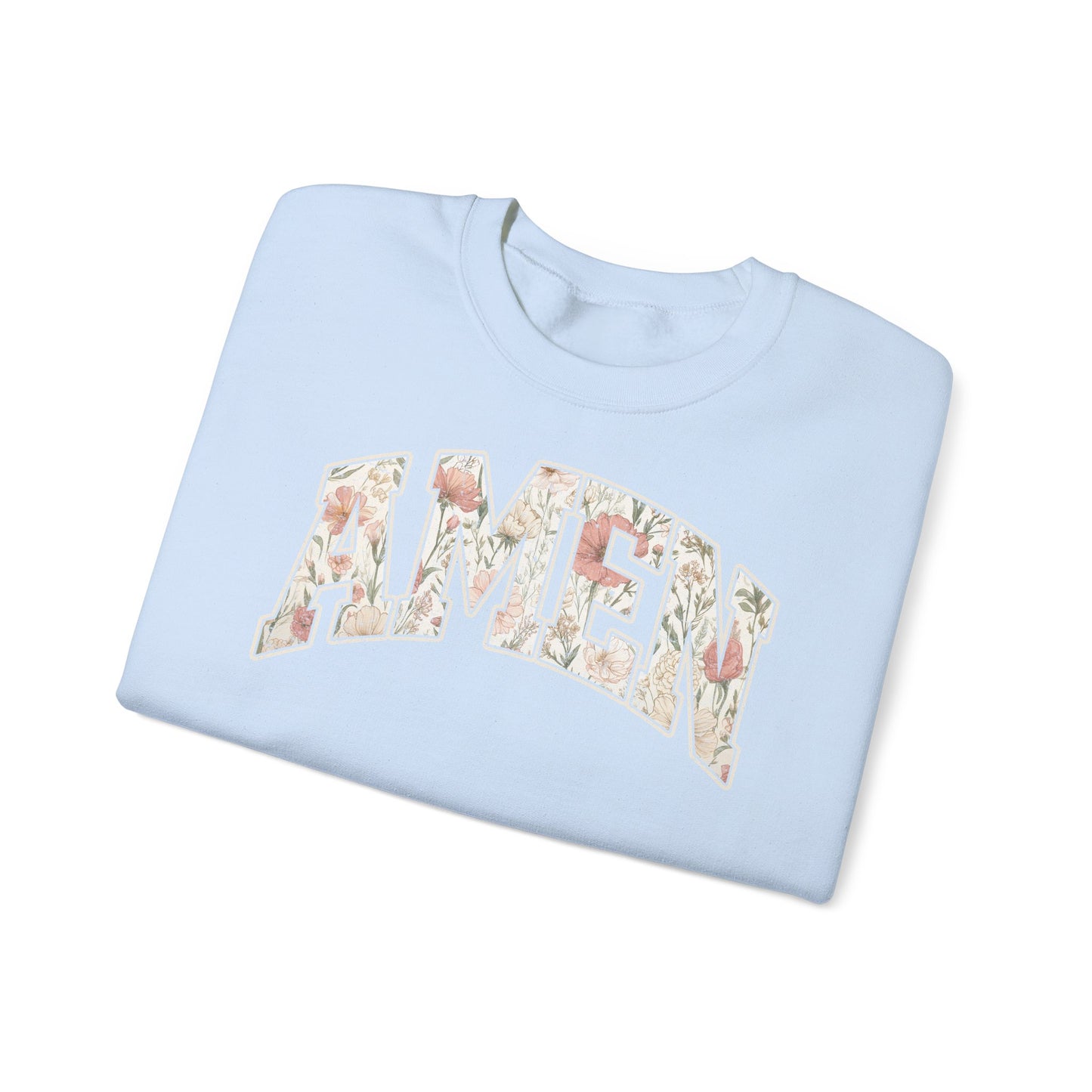 Floral 'AMEN' Crewneck Sweatshirt — Vintage Script Christian Prayer Pullover